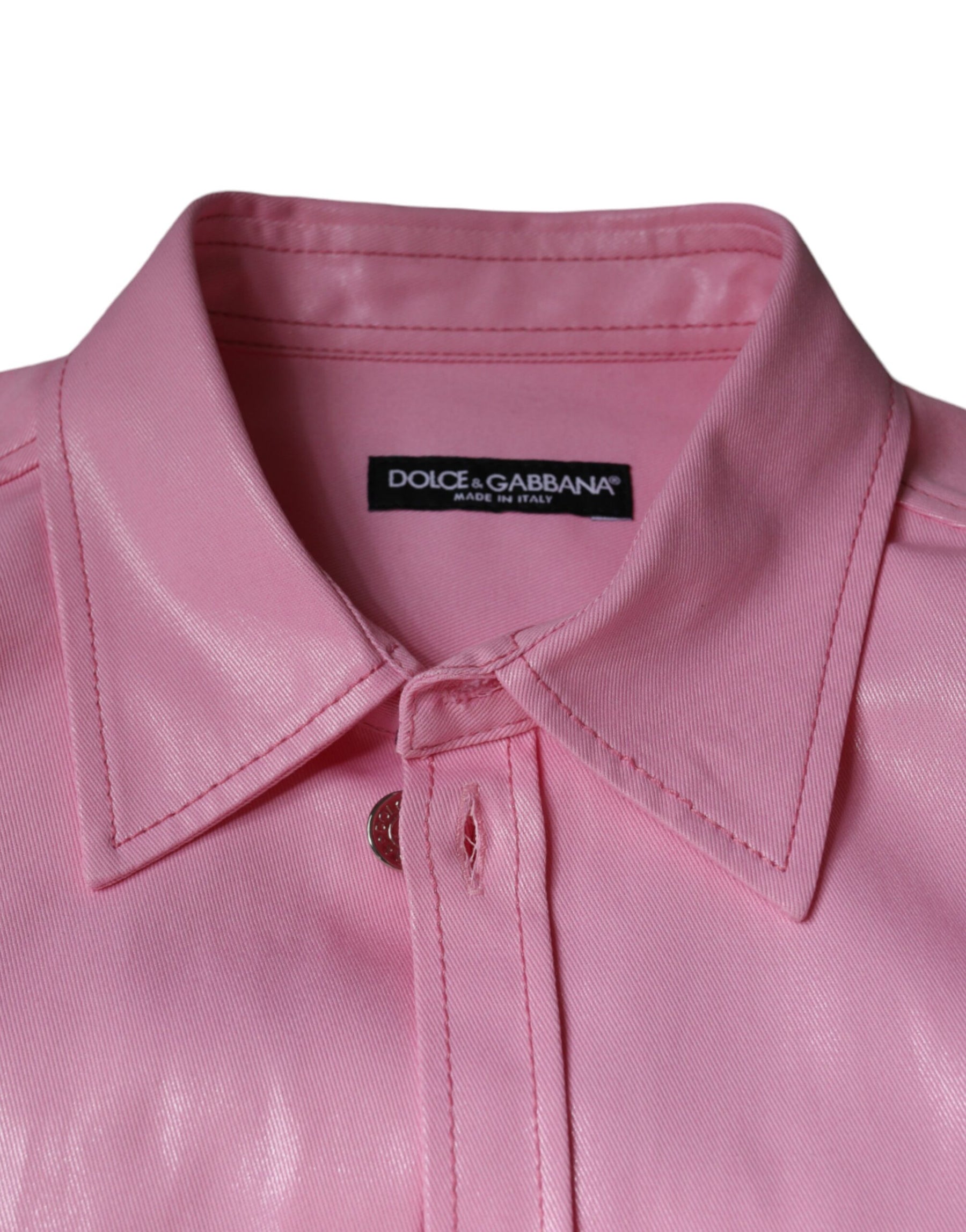 Dolce & Gabbana Pink Cotton Collared Button Down Shirt | Regal Royce