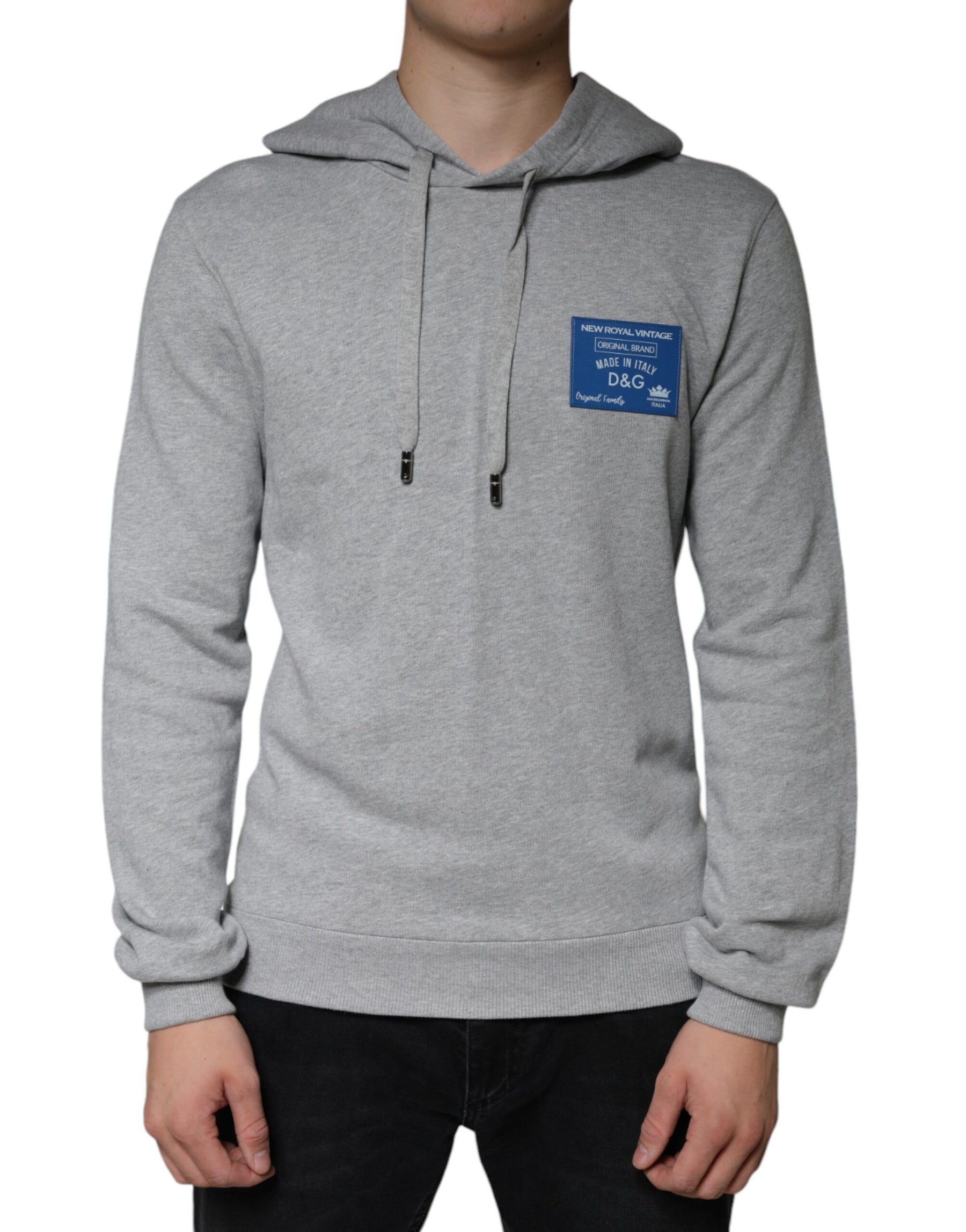 Dolce & Gabbana Gray Cotton Logo Hooded Sweatshirt Sweater | Regal Royce