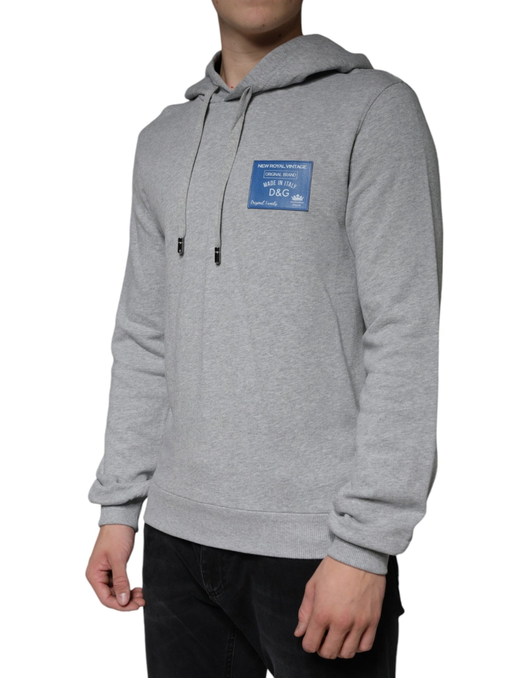 Dolce & Gabbana Gray Cotton Logo Hooded Sweatshirt Sweater | Regal Royce