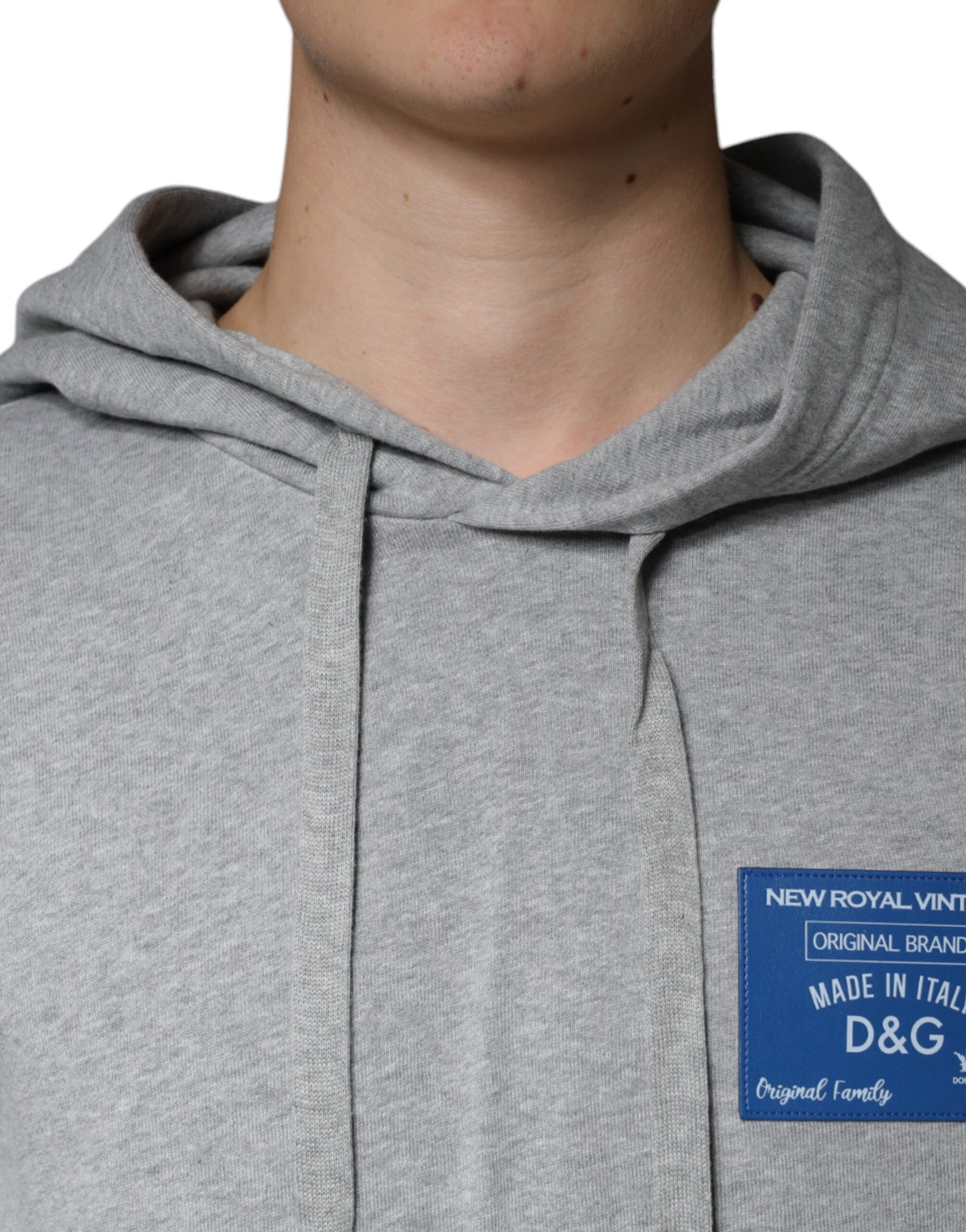 Dolce & Gabbana Gray Cotton Logo Hooded Sweatshirt Sweater | Regal Royce