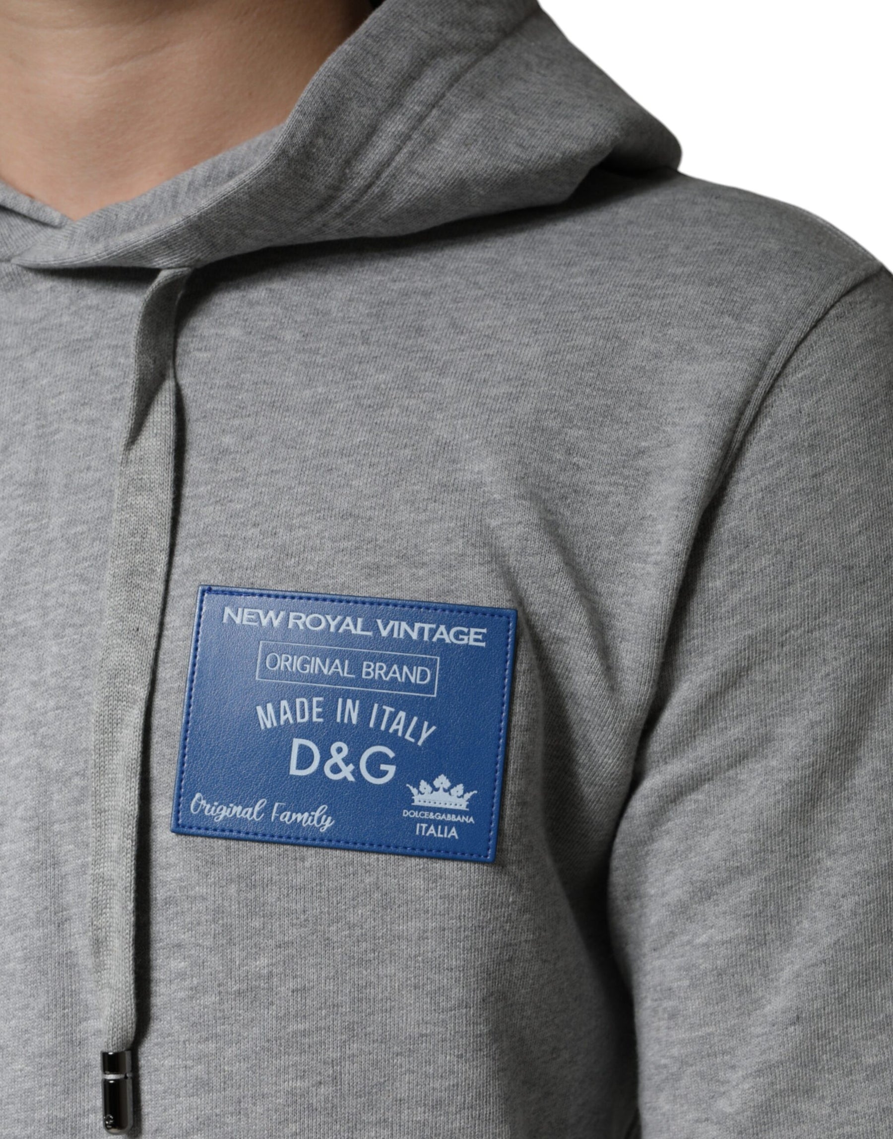 Dolce & Gabbana Gray Cotton Logo Hooded Sweatshirt Sweater | Regal Royce
