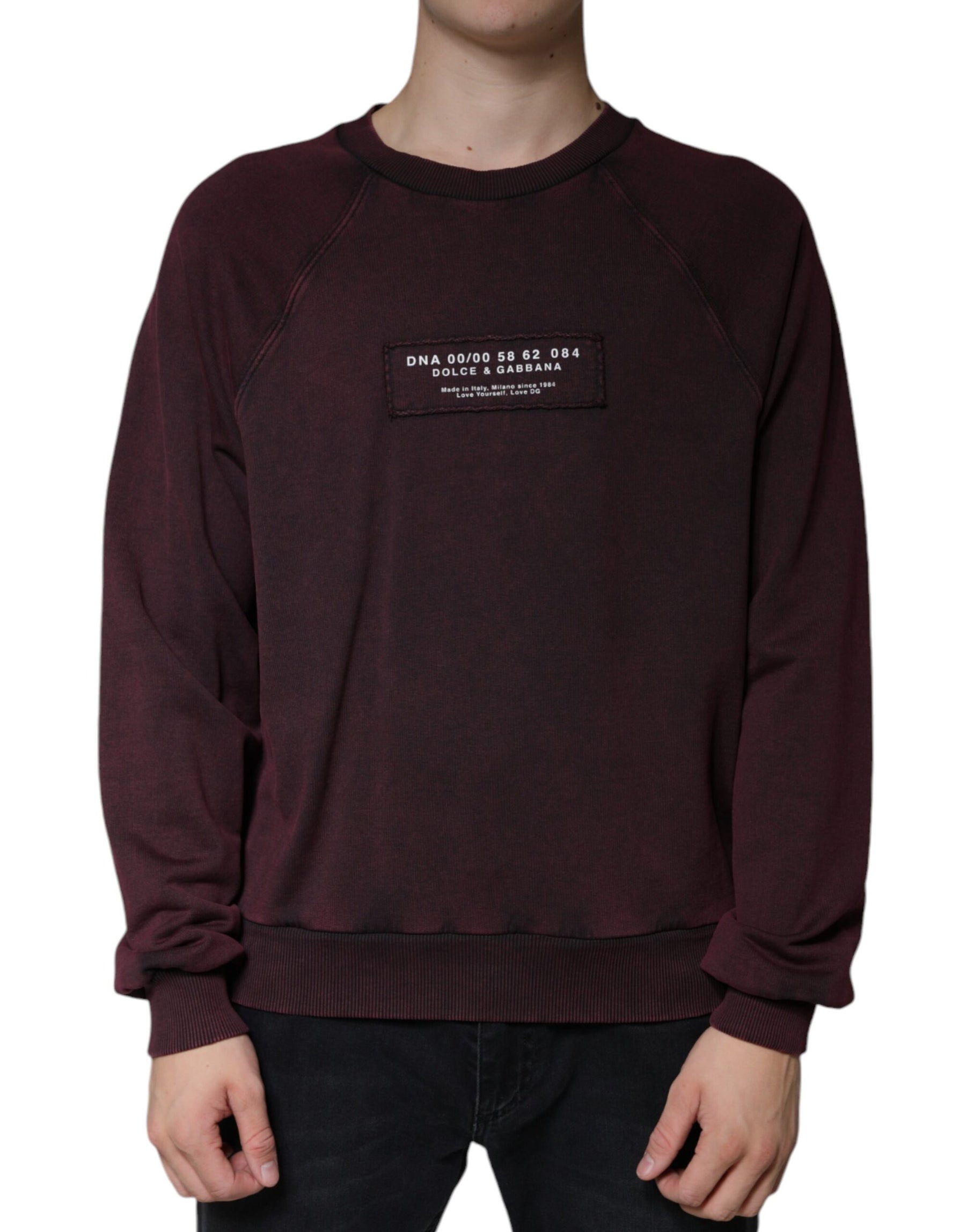 Dolce & Gabbana Maroon Logo Crew Neck Men Sweatshirt Sweater | Regal Royce