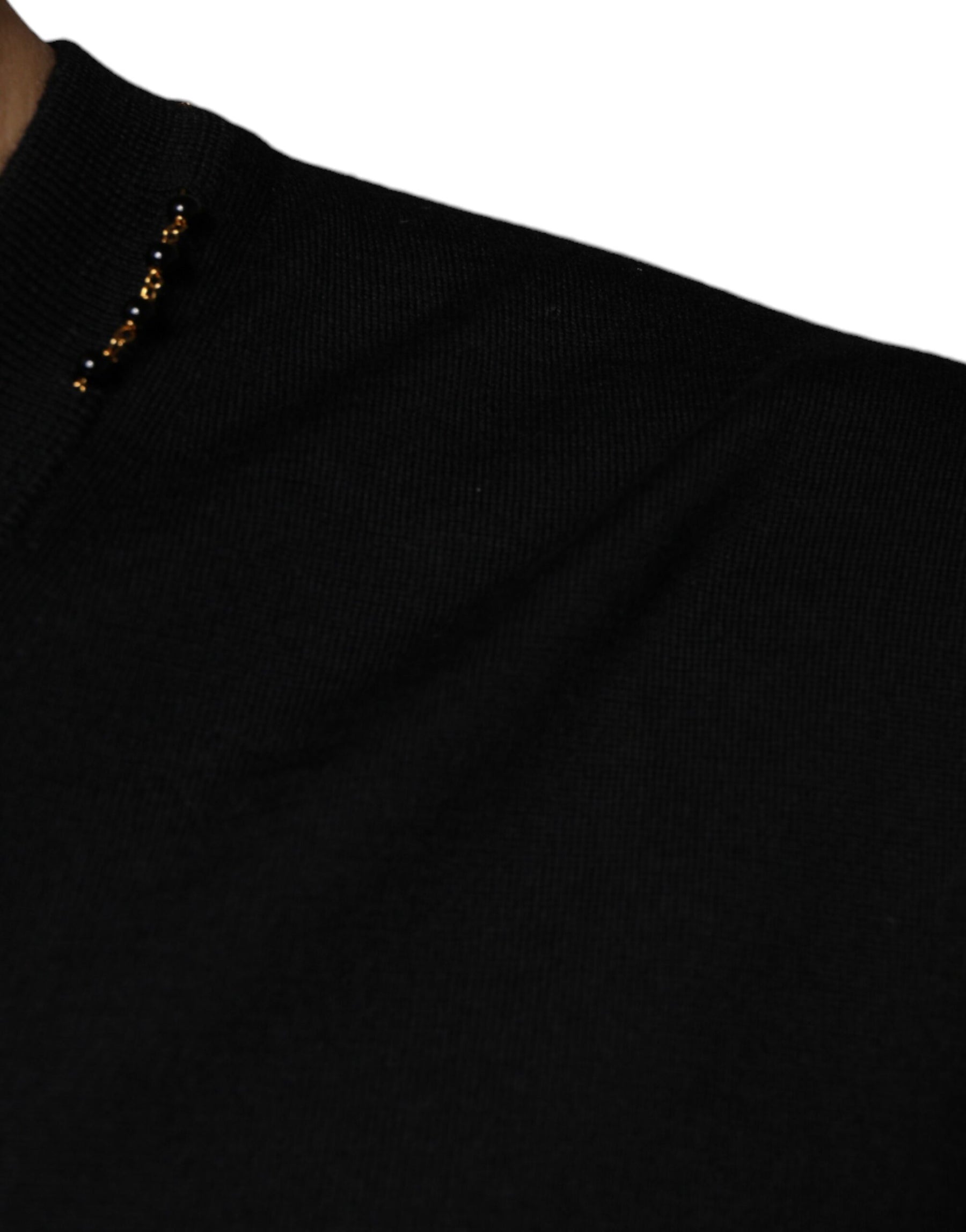 Dolce & Gabbana Black Embellished V-neck Pullover Sweater | Regal Royce
