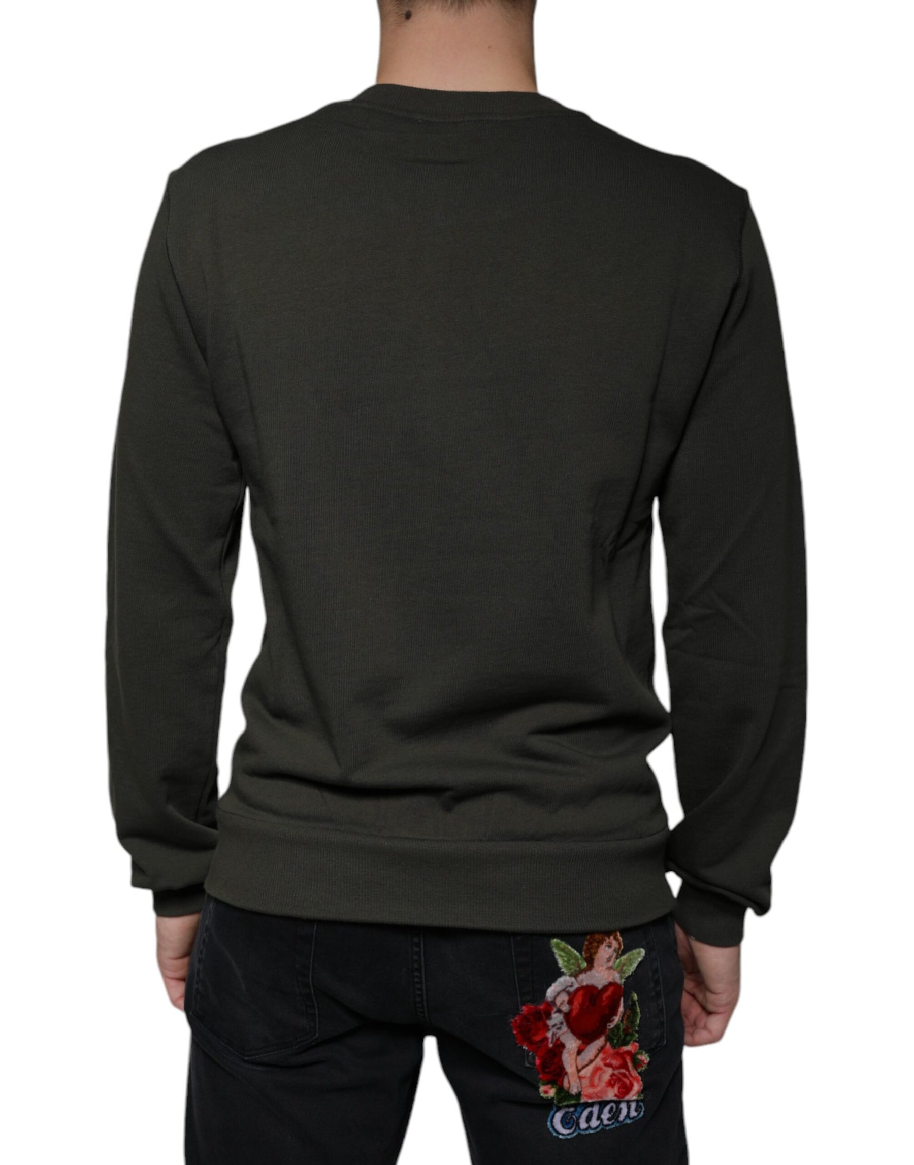 Dolce & Gabbana Army Green DG Crown Crew Neck Pullover Sweater | Regal Royce