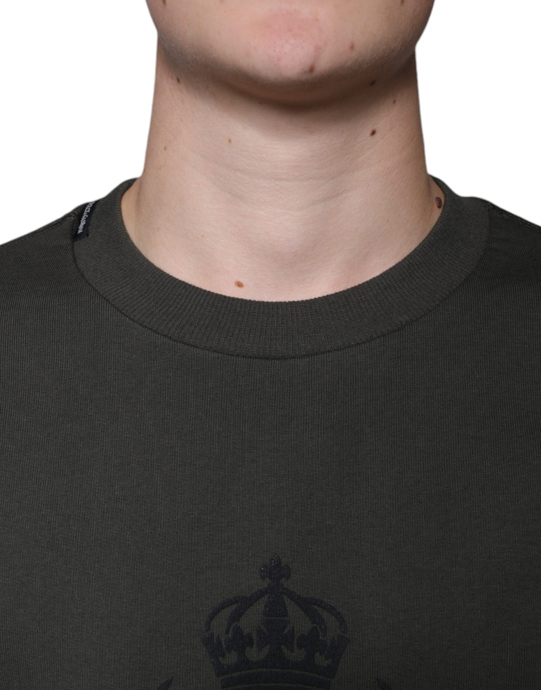 Dolce & Gabbana Army Green DG Crown Crew Neck Pullover Sweater | Regal Royce