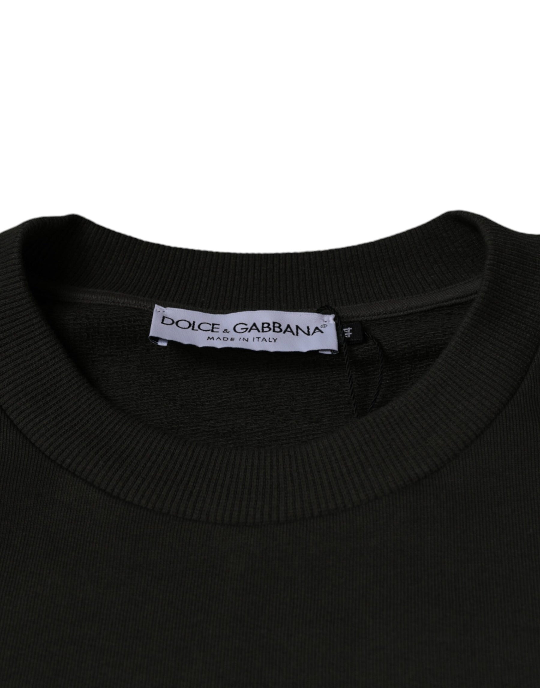 Dolce & Gabbana Army Green DG Crown Crew Neck Pullover Sweater | Regal Royce
