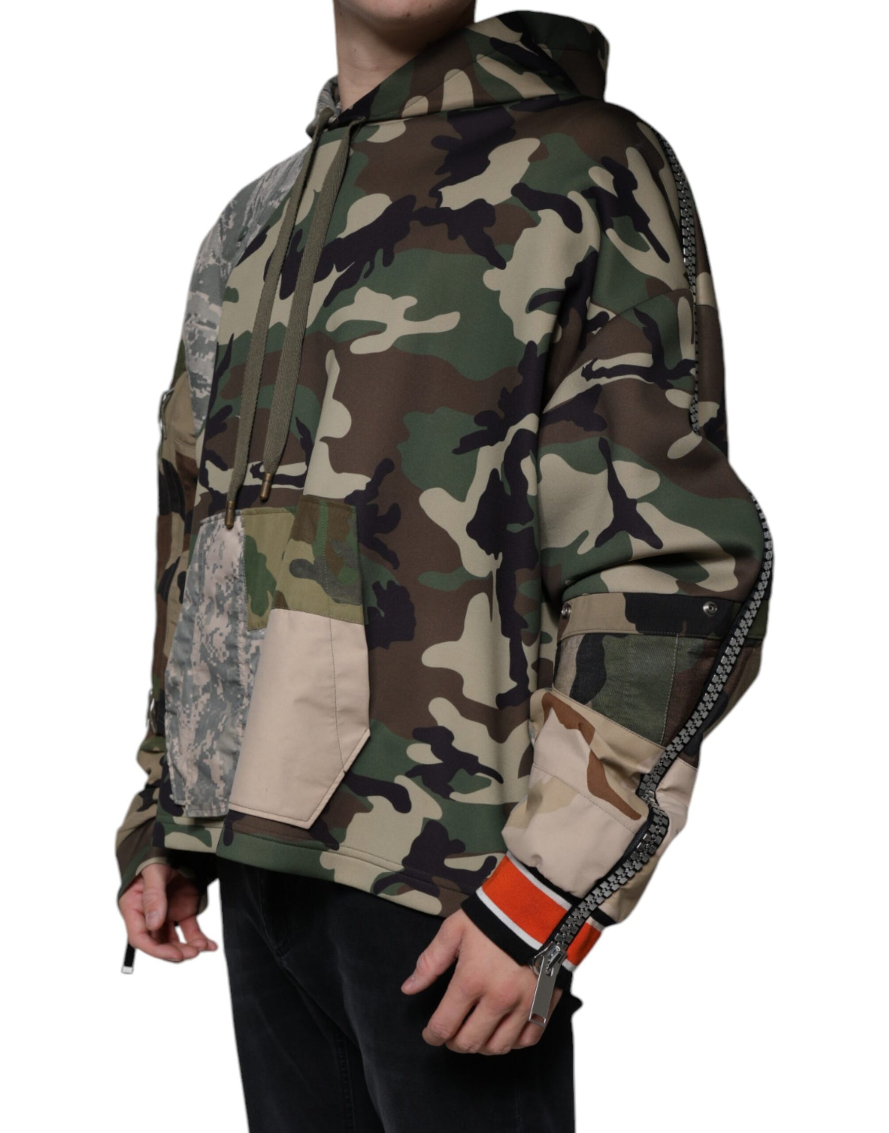 Dolce & Gabbana Multicolor Camouflage Hooded Sweatshirt Sweater | Regal Royce