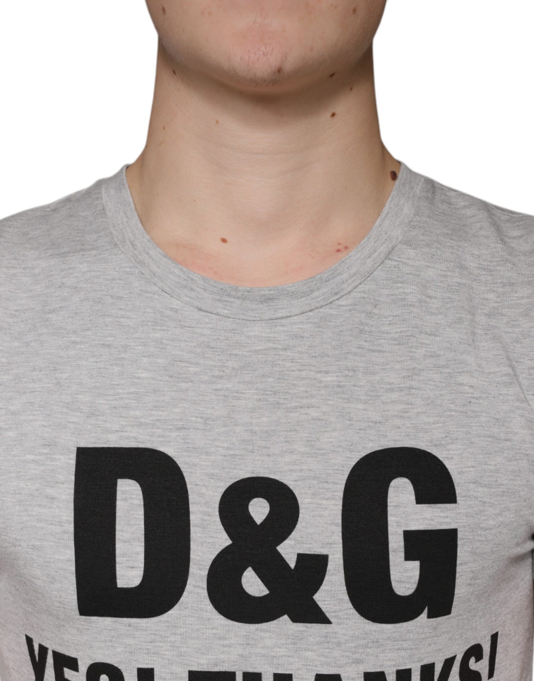 Dolce & Gabbana Gray Logo Print Crewneck Short Sleeve T-shirt | Regal Royce