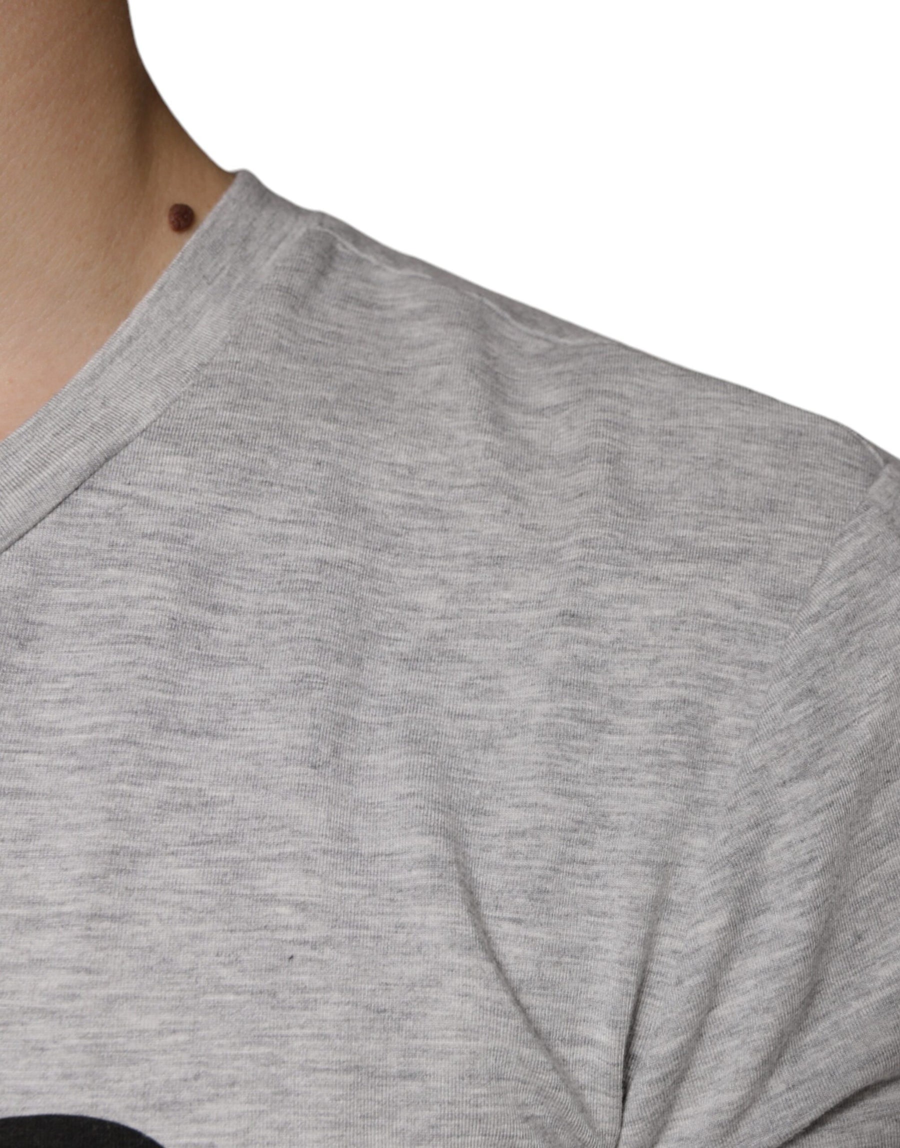 Dolce & Gabbana Gray Logo Print Crewneck Short Sleeve T-shirt | Regal Royce