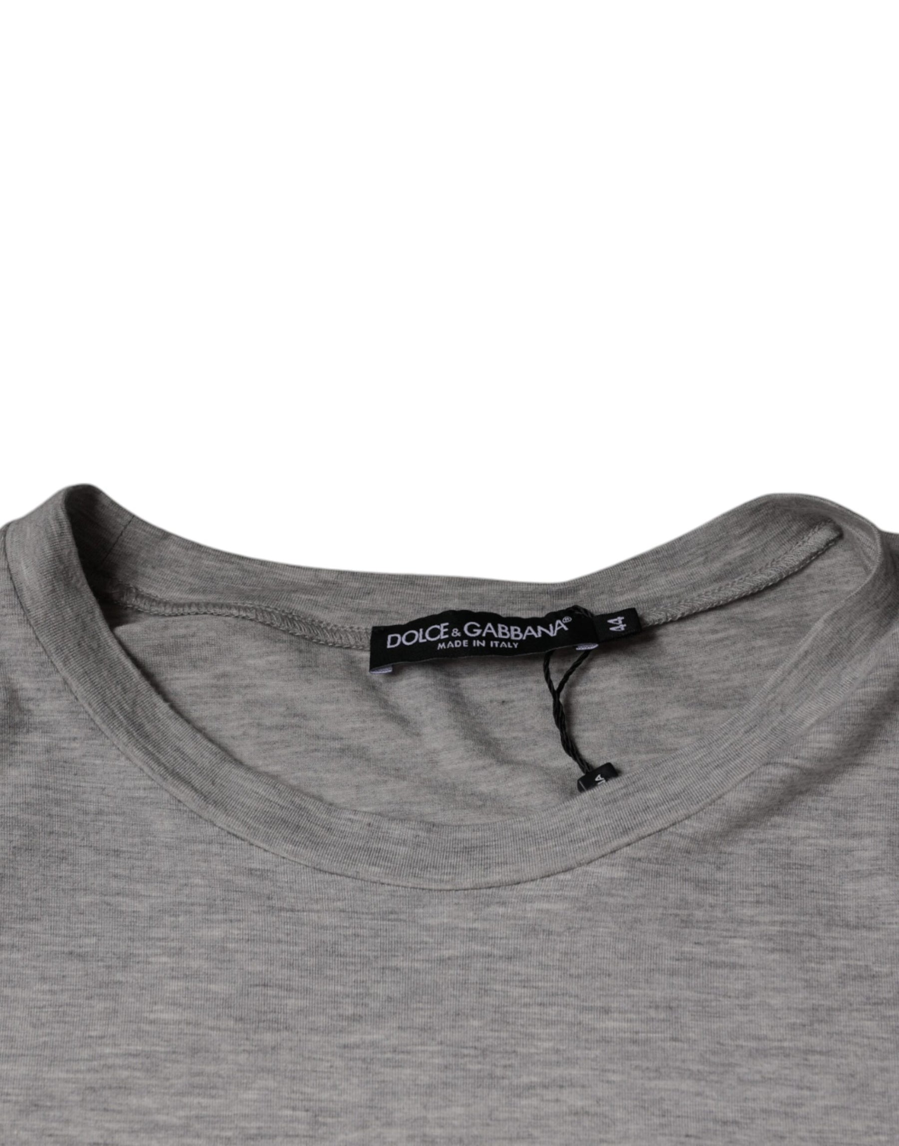 Dolce & Gabbana Gray Logo Print Crewneck Short Sleeve T-shirt | Regal Royce