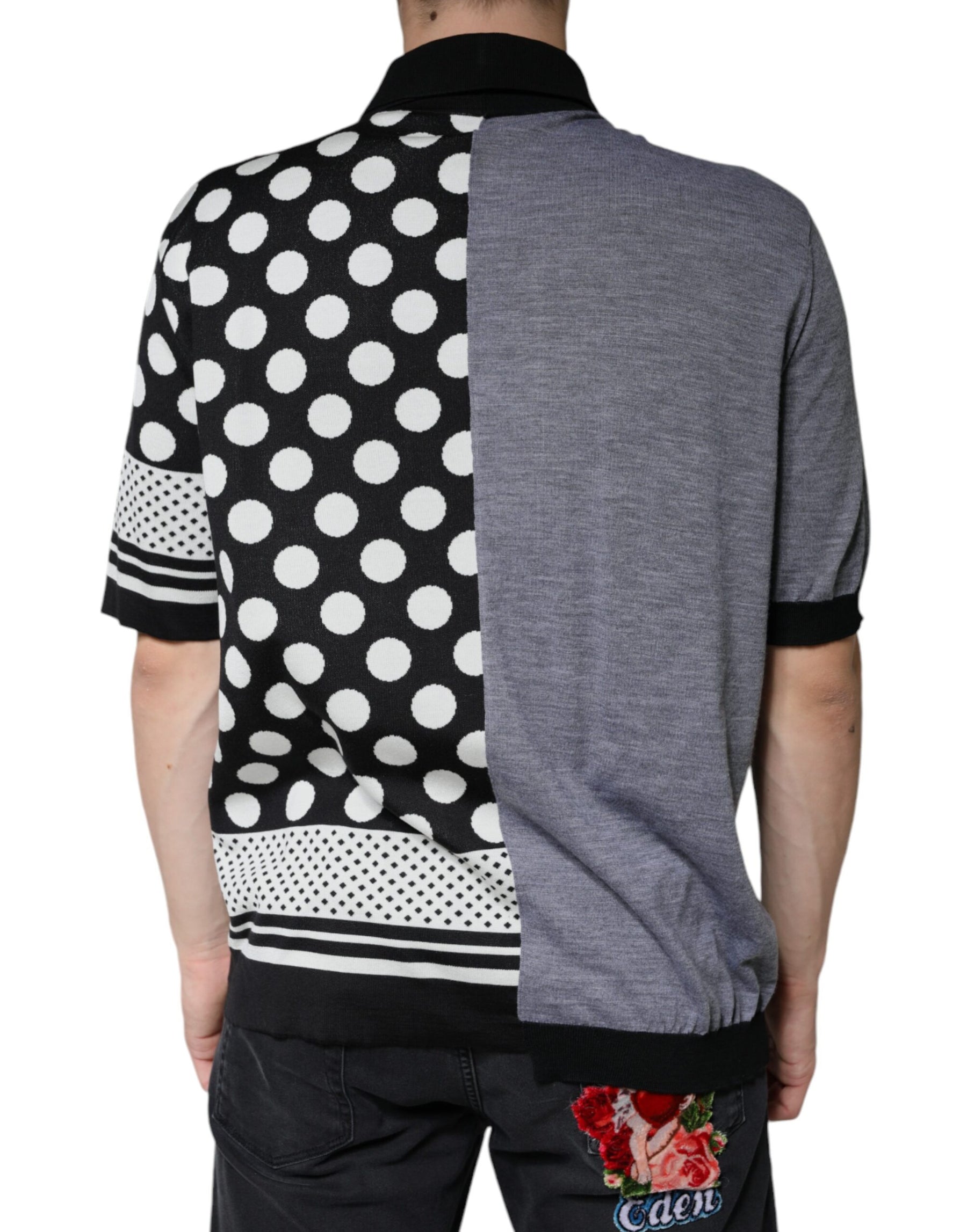 Dolce & Gabbana Black White Polka Dot Collared Polo T-shirt | Regal Royce