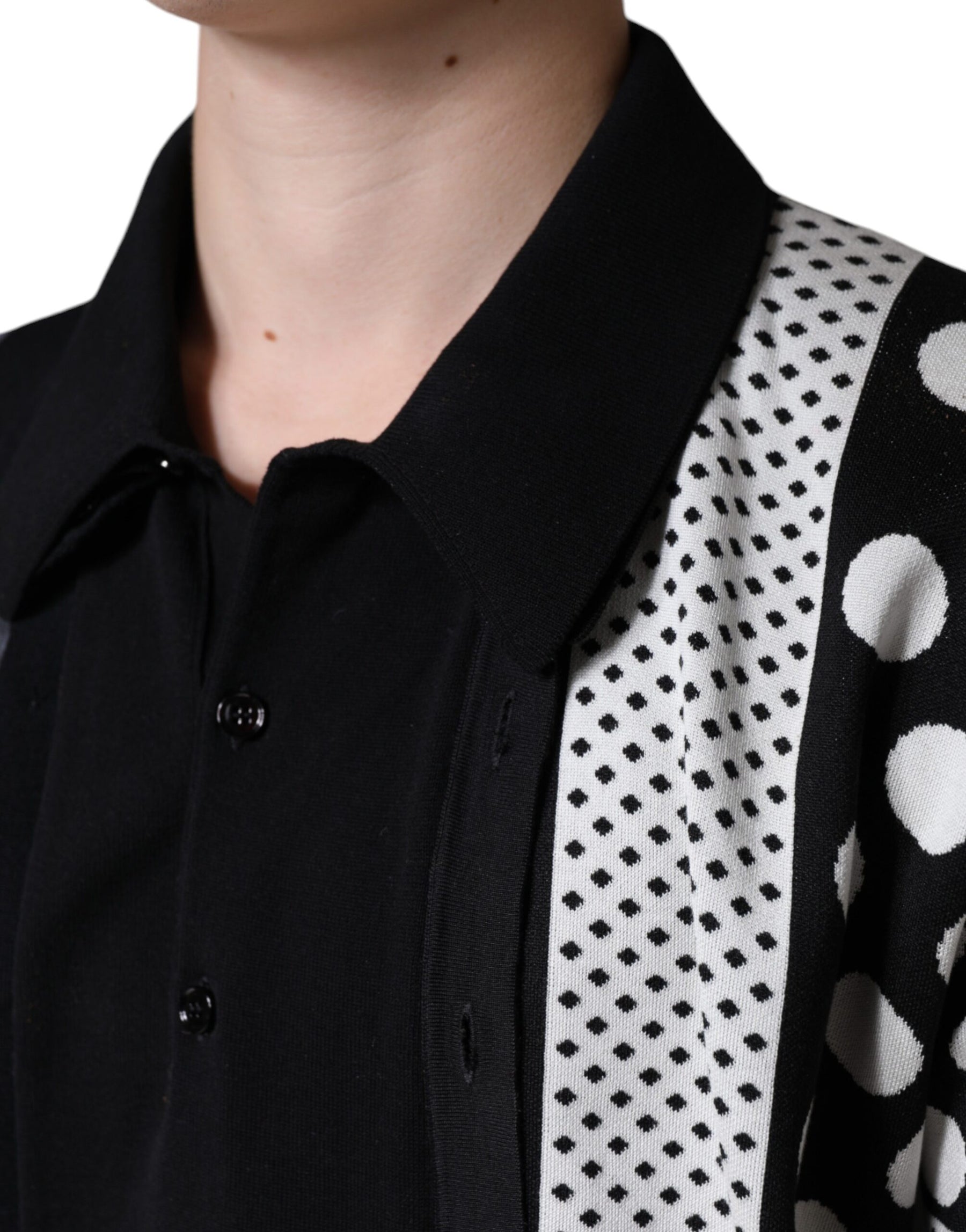 Dolce & Gabbana Black White Polka Dot Collared Polo T-shirt | Regal Royce