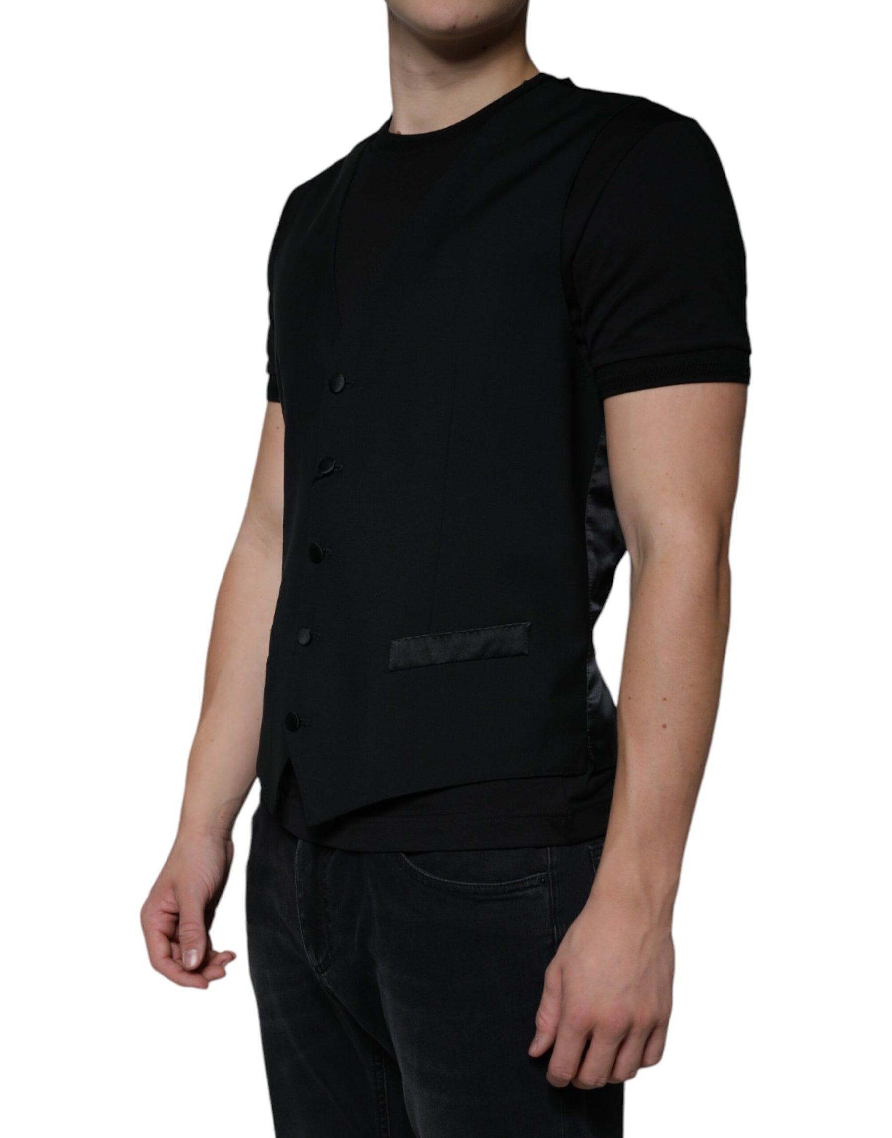 Dolce & Gabbana Black Wool Formal Dress Men Waistcoat Vest | Regal Royce