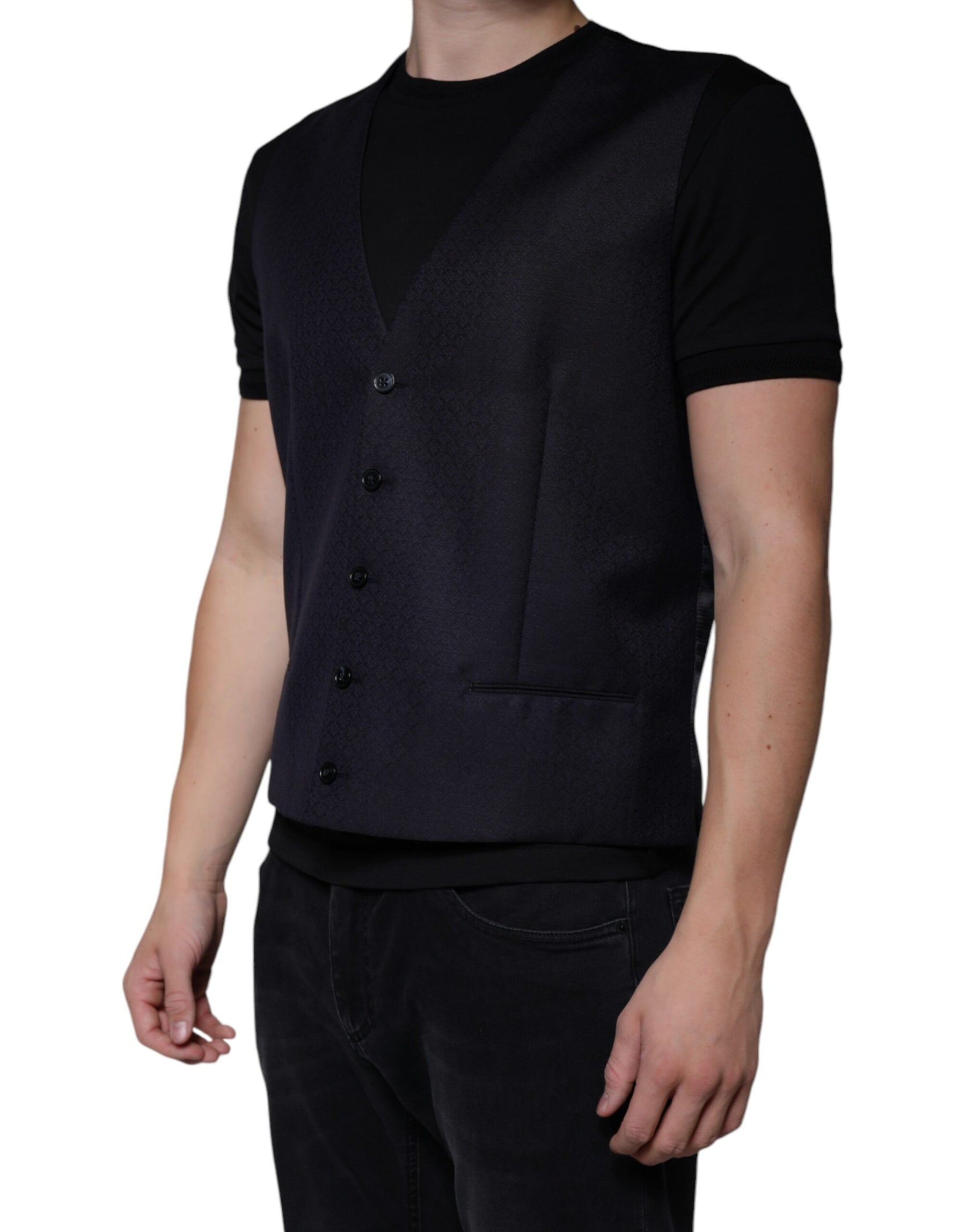 Dolce & Gabbana Black Wool Waistcoat Dress Formal Vest | Regal Royce