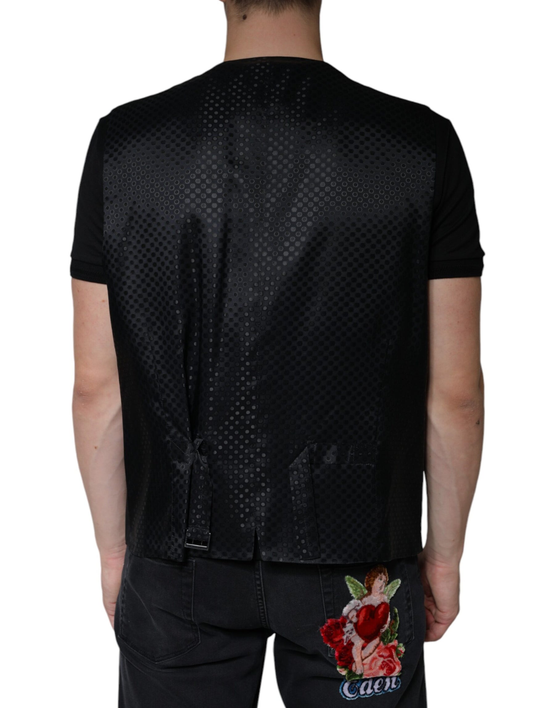 Dolce & Gabbana Black Wool Waistcoat Dress Formal Vest | Regal Royce