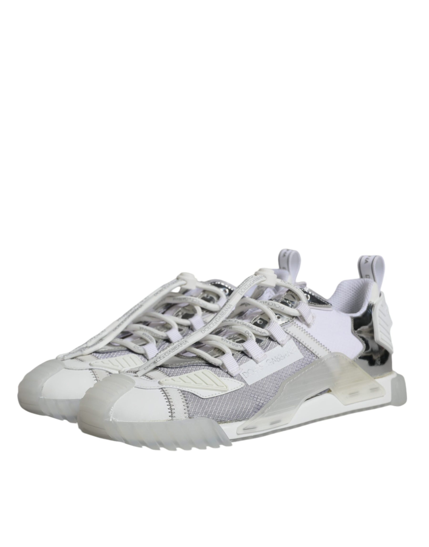 Dolce & Gabbana White Silver Low Top NS1 Sneakers Shoes | Regal Royce