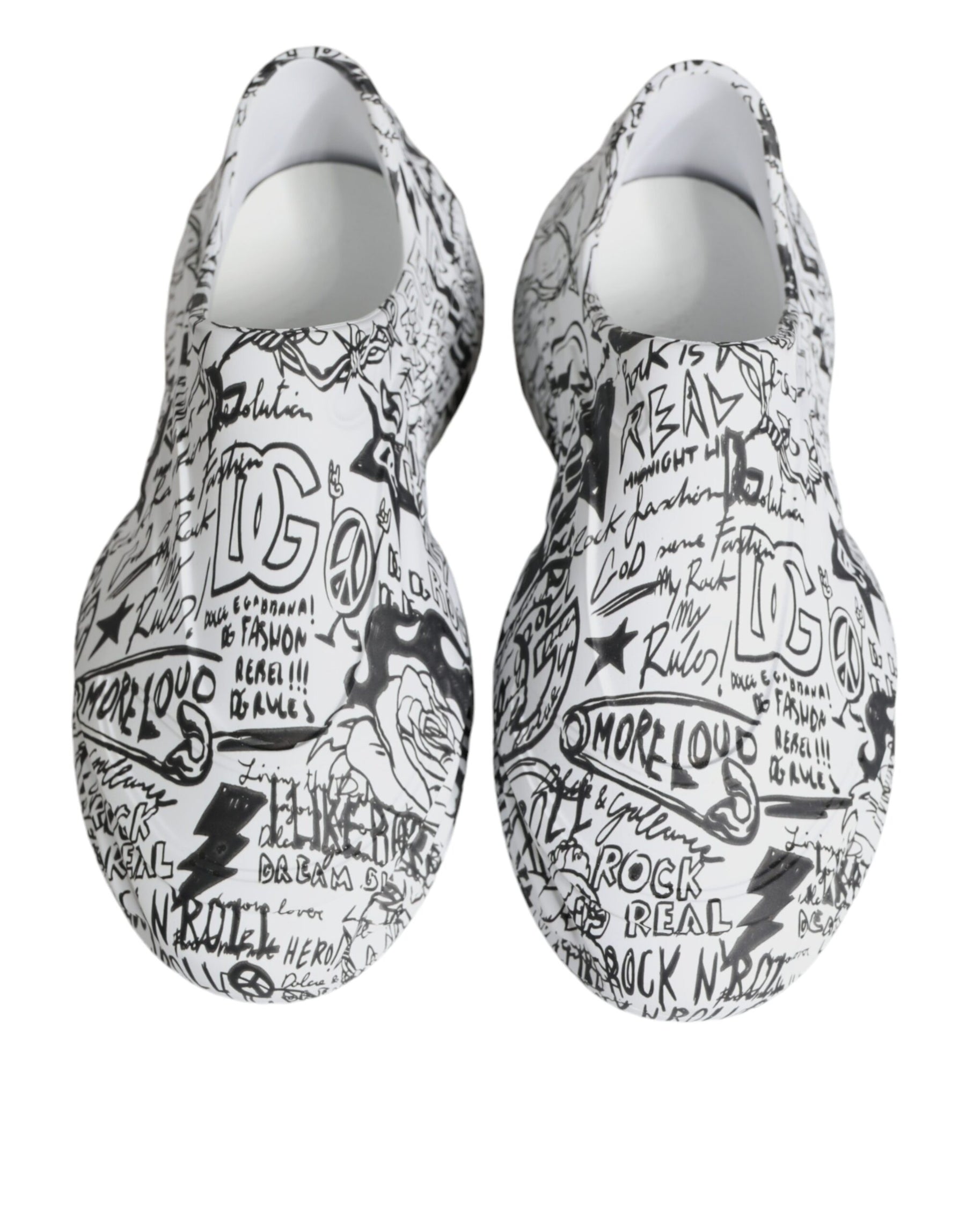 Dolce & Gabbana White Black Graffiti Daymaster Sneakers Shoes | Regal Royce