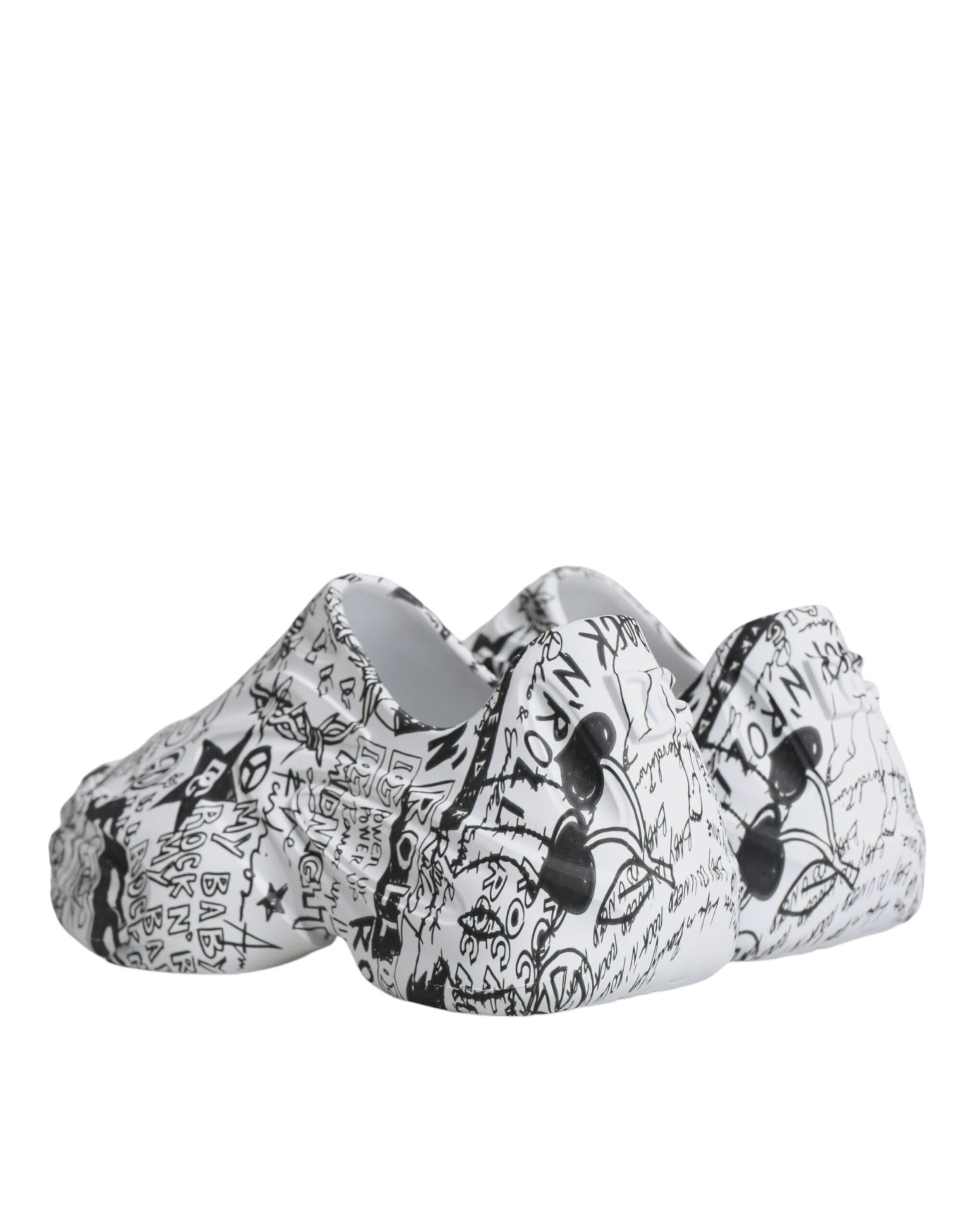 Dolce & Gabbana White Black Graffiti Daymaster Sneakers Shoes | Regal Royce