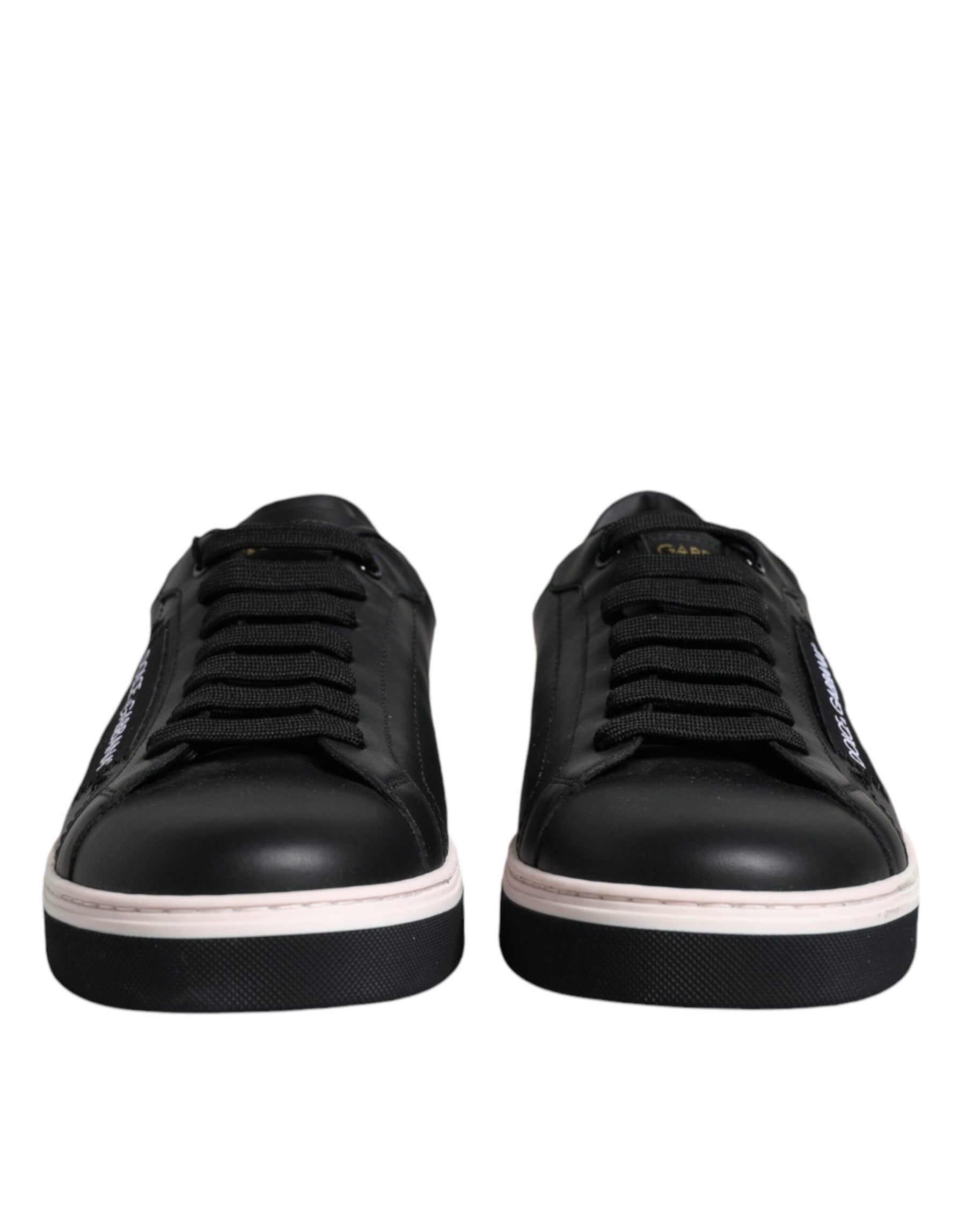 Dolce & Gabbana Black Leather Low Top Men Sneakers Shoes | Regal Royce