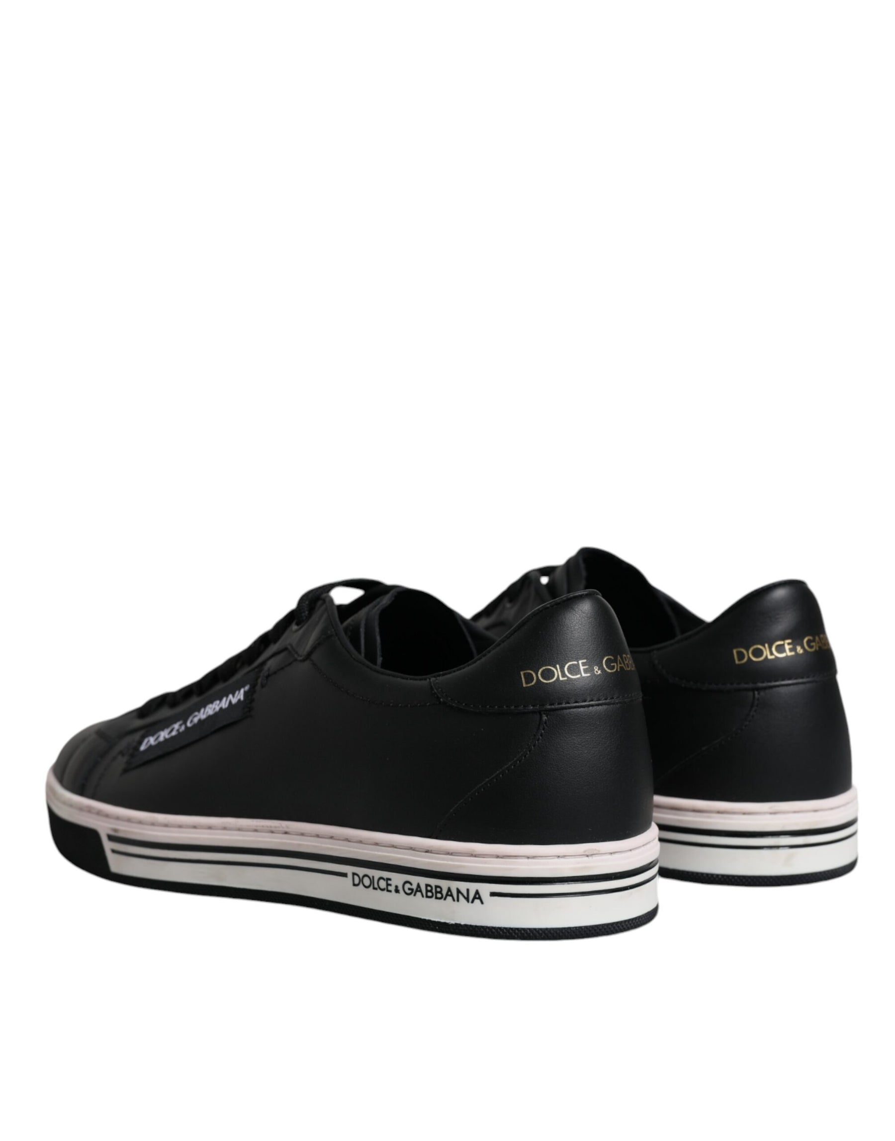 Dolce & Gabbana Black Leather Low Top Men Sneakers Shoes | Regal Royce