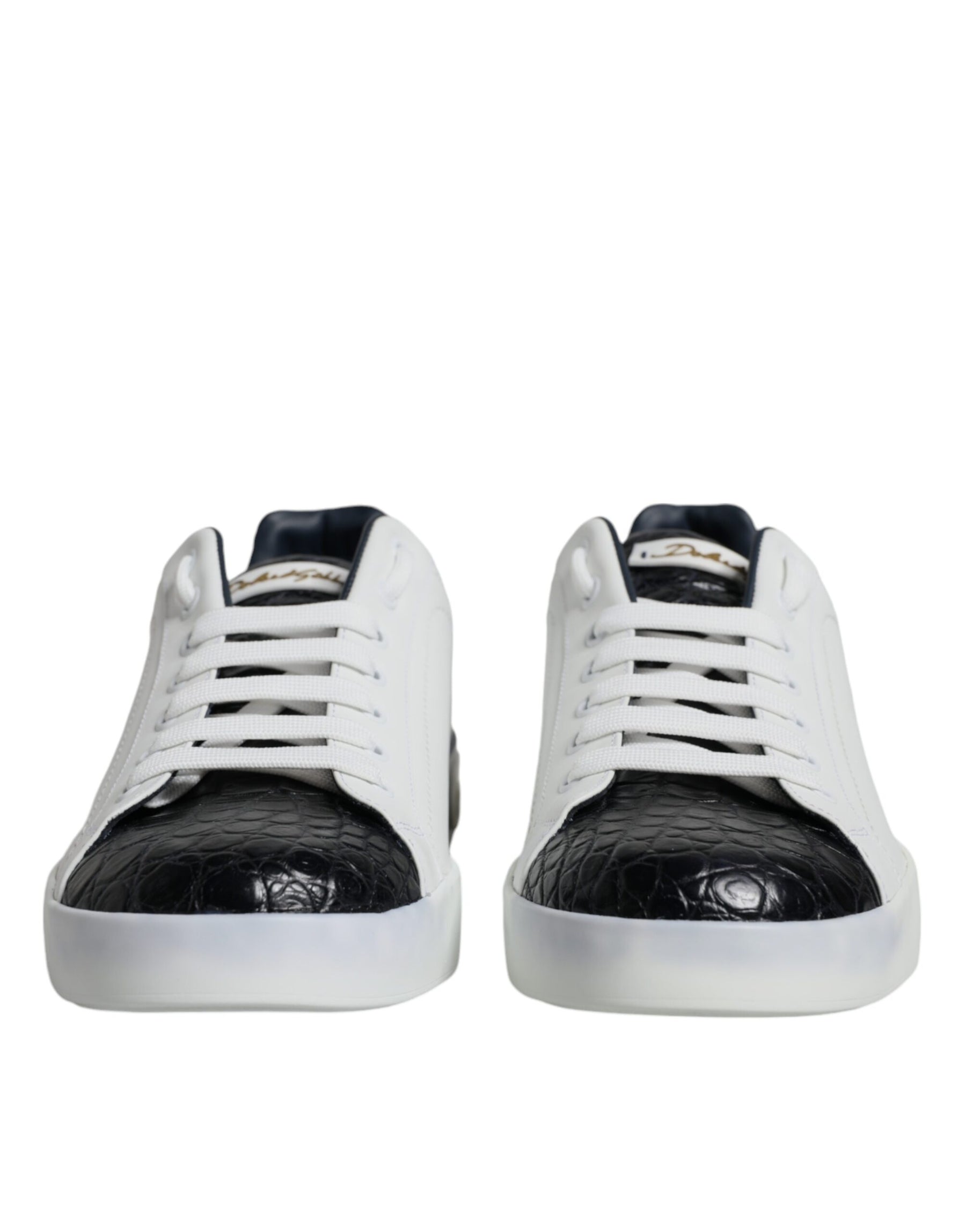 Dolce & Gabbana White Leather Logo Portofino Sneaker Shoes | Regal Royce