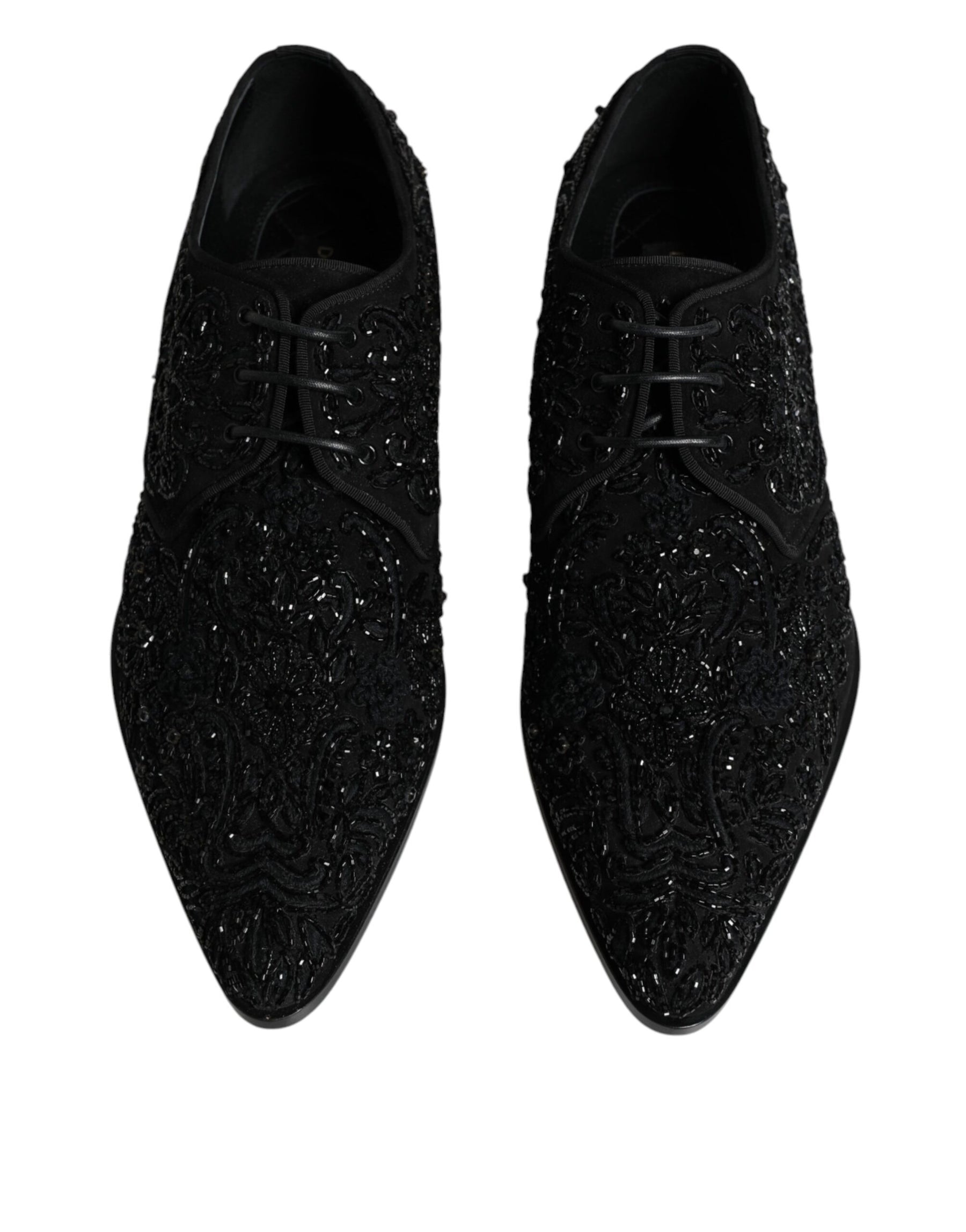 Dolce & Gabbana Black Embellished Suede Derby Formal Shoes | Regal Royce