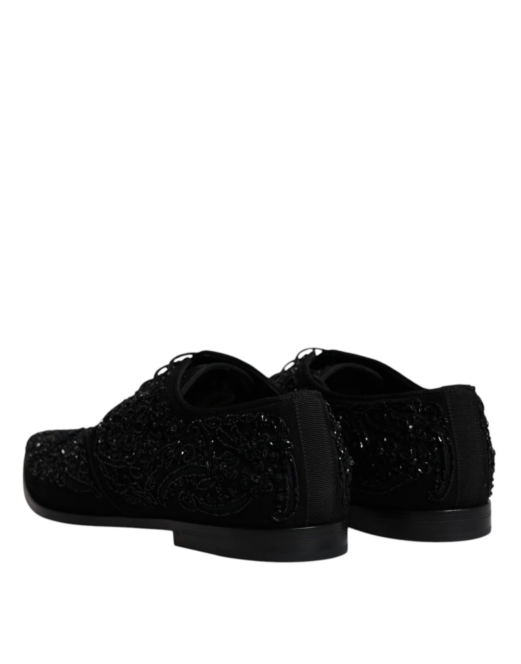 Dolce & Gabbana Black Embellished Suede Derby Formal Shoes | Regal Royce