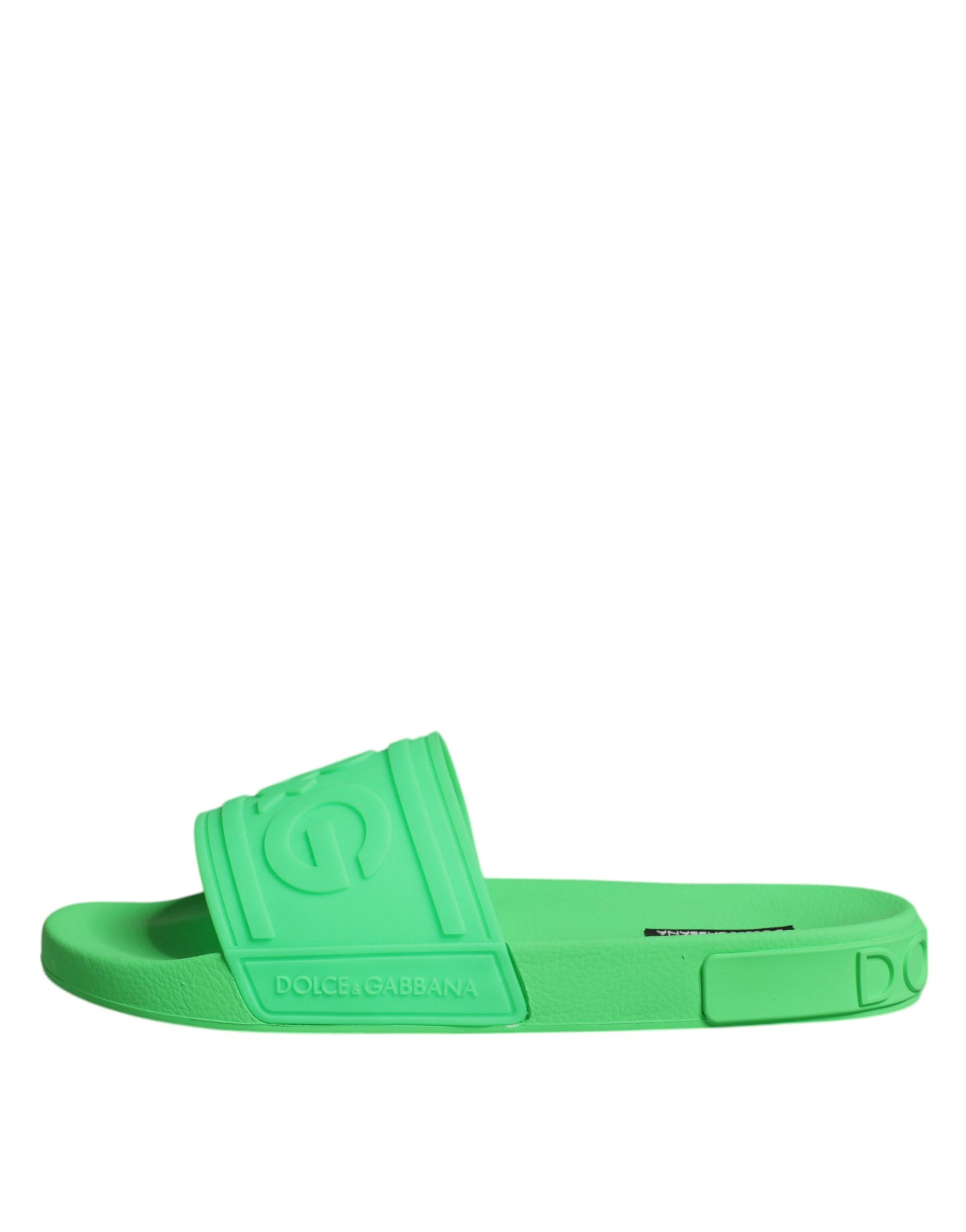 Dolce & Gabbana Green Leather Slides Sandals Beachwear Shoes | Regal Royce