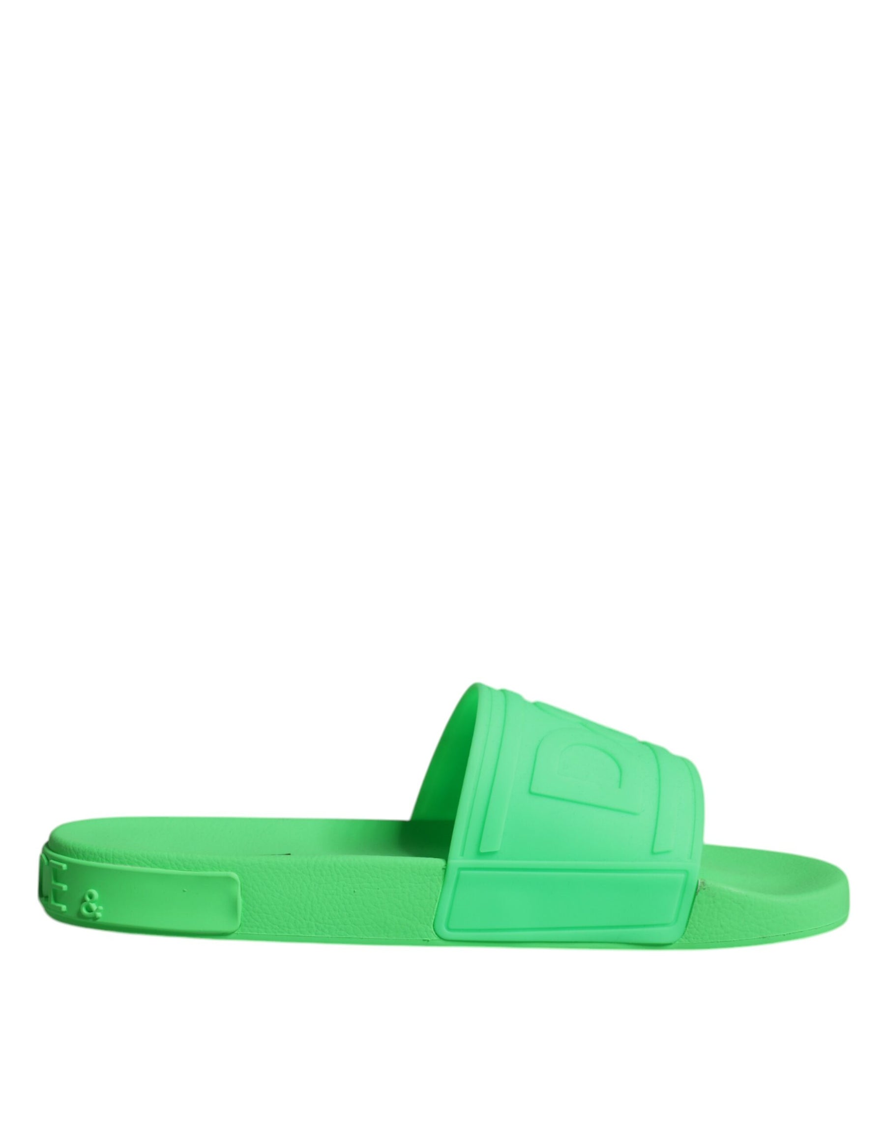 Dolce & Gabbana Green Leather Slides Sandals Beachwear Shoes | Regal Royce