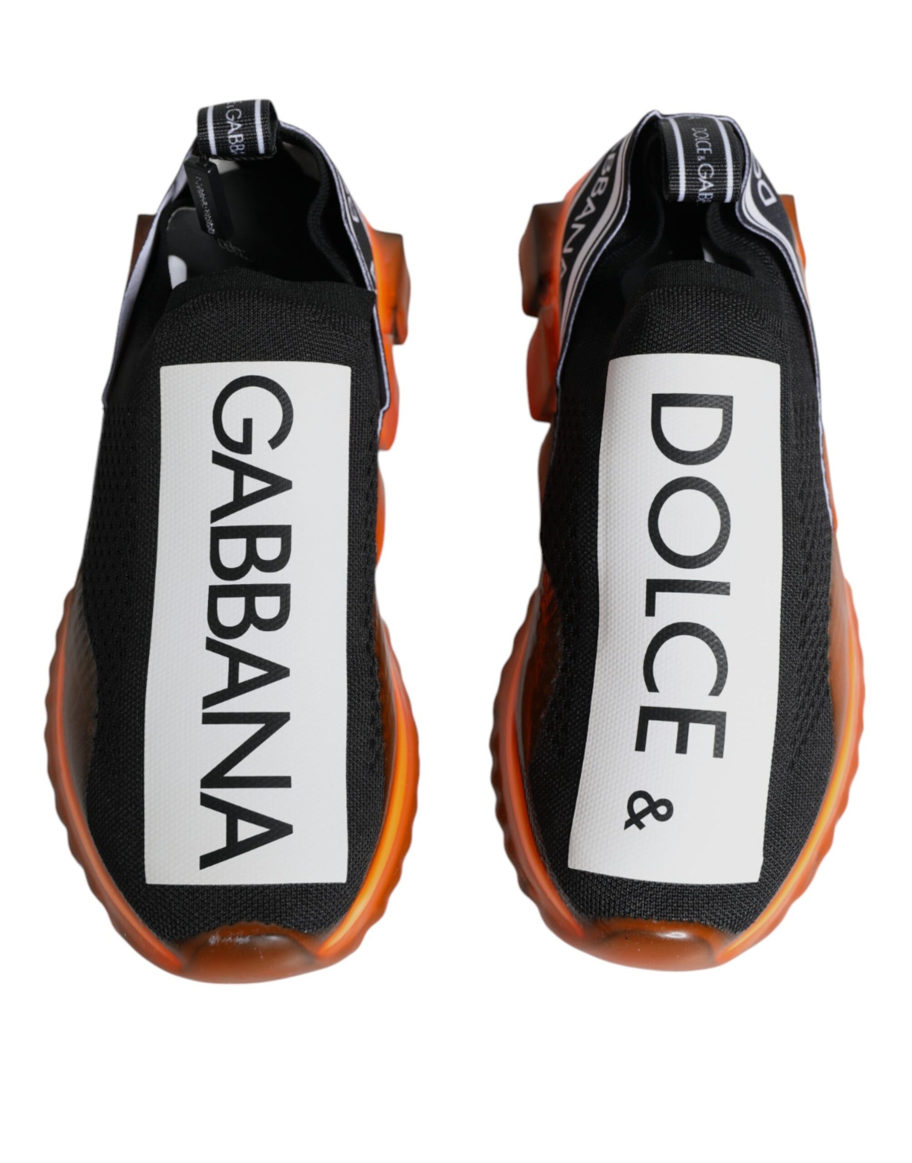 Dolce & Gabbana Black Orange Sorrento Slip On Sneakers Shoes | Regal Royce