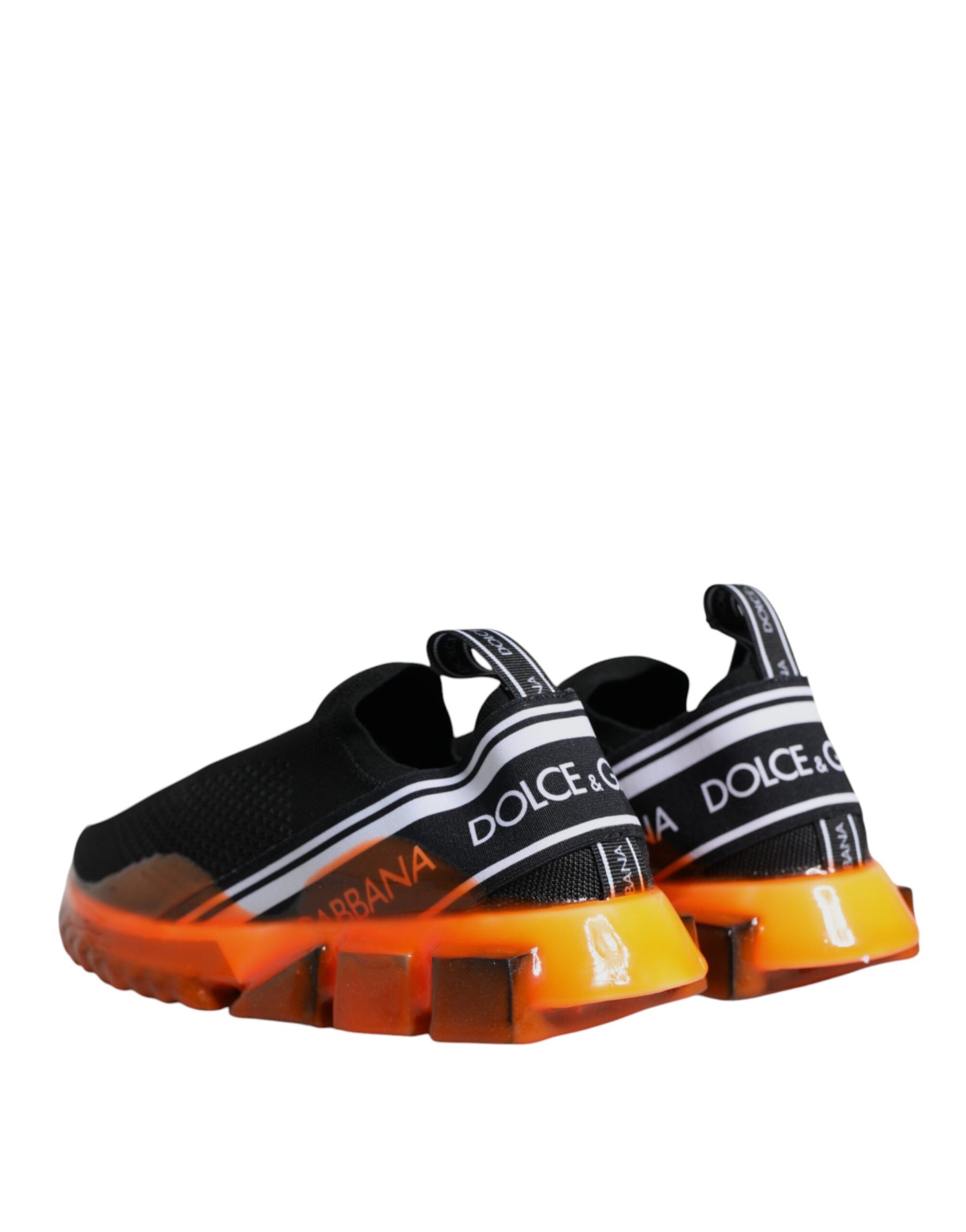 Dolce & Gabbana Black Orange Sorrento Slip On Sneakers Shoes | Regal Royce