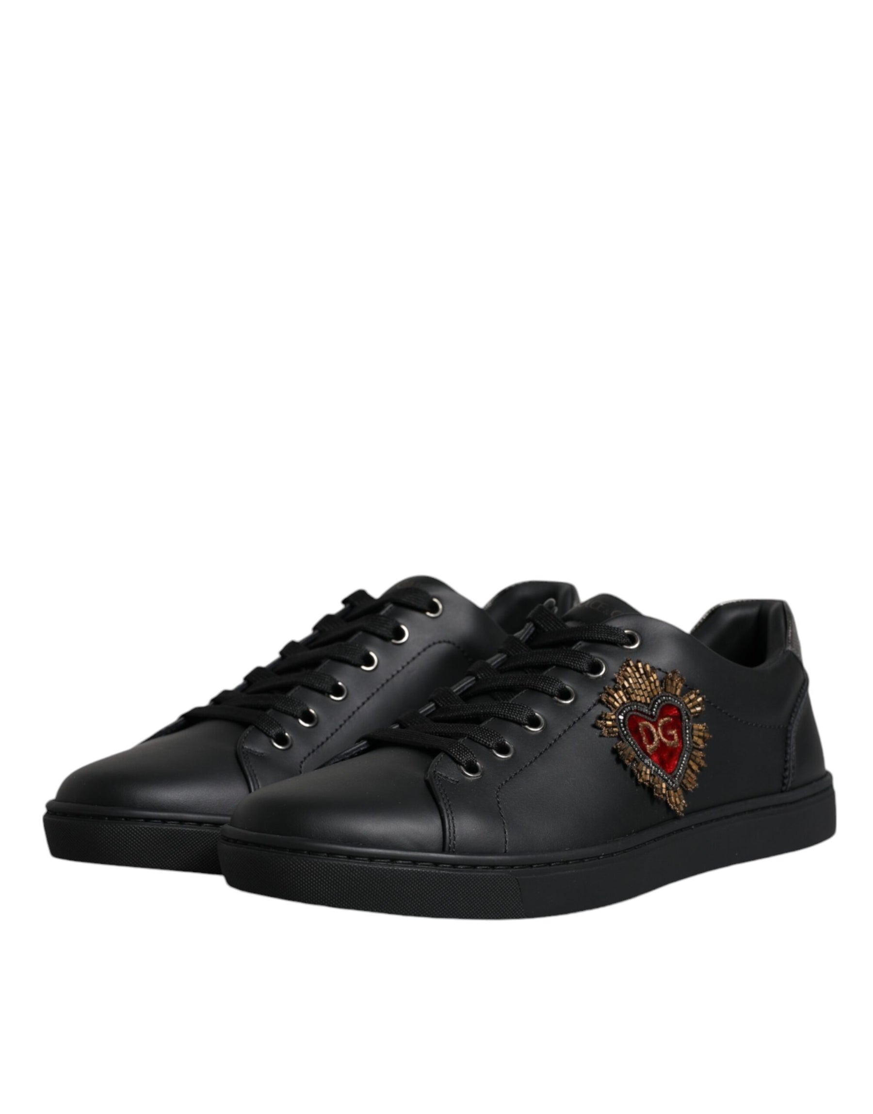 Dolce & Gabbana Black London Sacred Heart Men Sneakers Shoes | Regal Royce