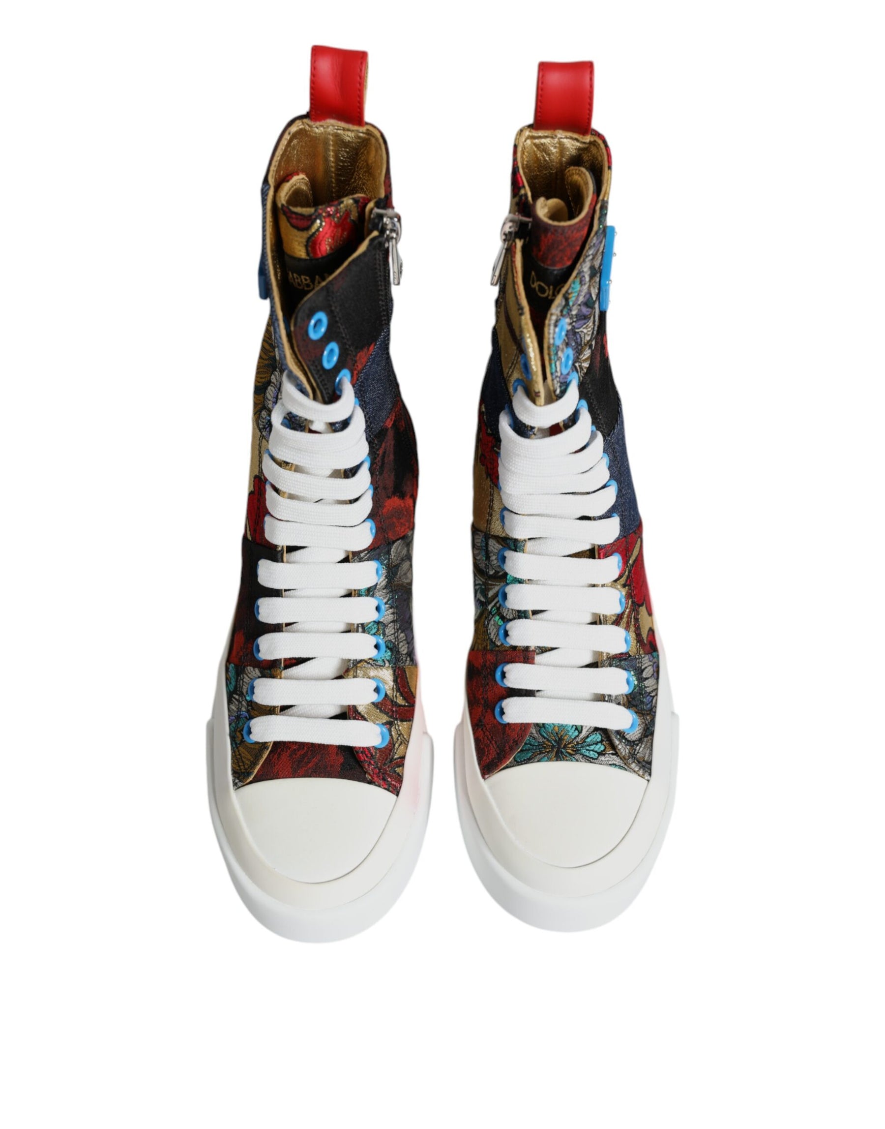 Dolce & Gabbana Multicolor Patchwork High Top Sneakers Shoes | Regal Royce