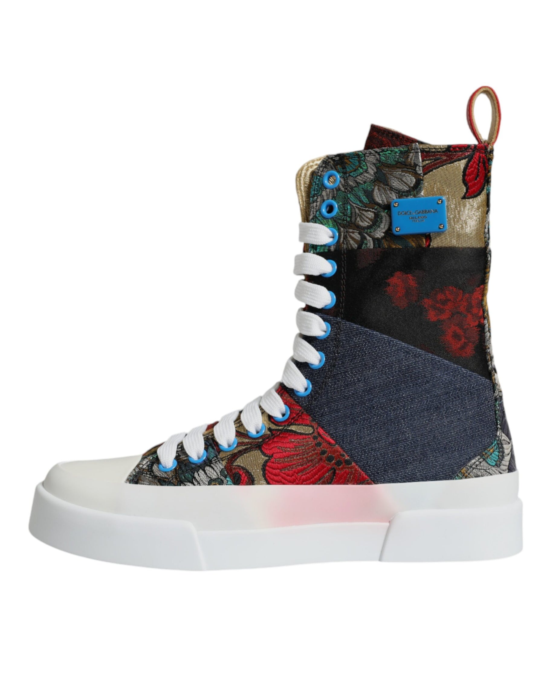Dolce & Gabbana Multicolor Patchwork High Top Sneakers Shoes | Regal Royce