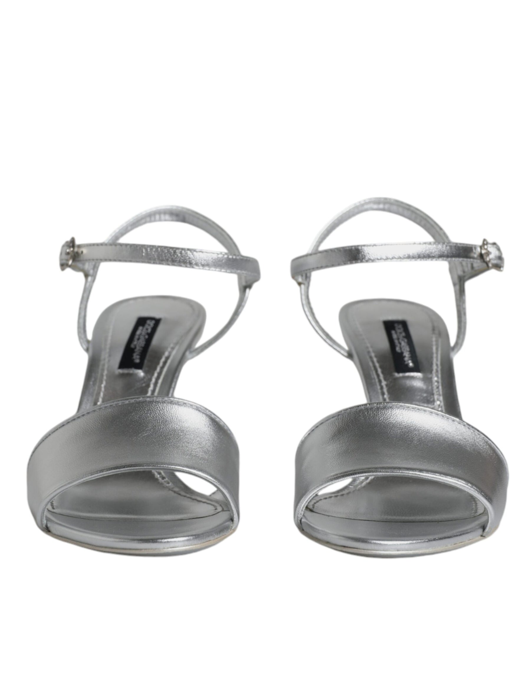 Dolce & Gabbana Silver KEIRA Heels Ankle Strap Sandals Shoes | Regal Royce