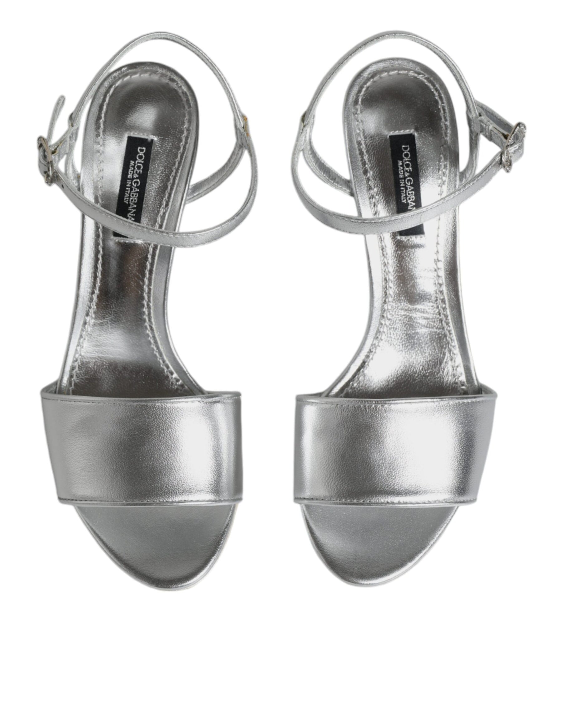 Dolce & Gabbana Silver KEIRA Heels Ankle Strap Sandals Shoes | Regal Royce