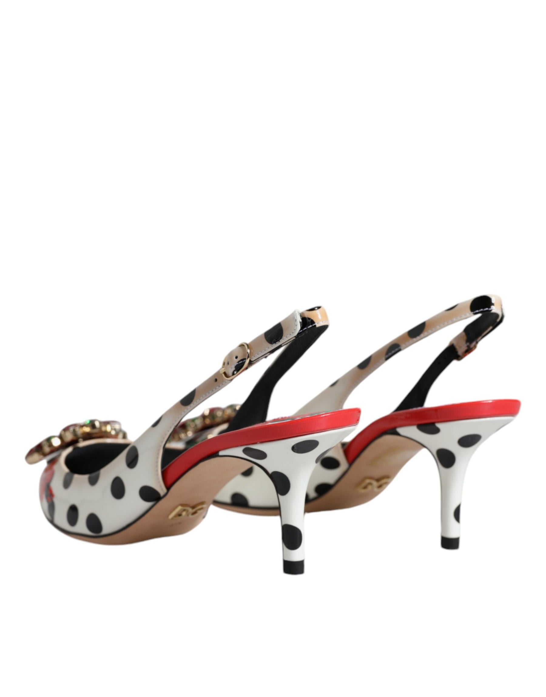 Dolce & Gabbana Multicolor Leather Crystal Heels Slingback Shoes | Regal Royce