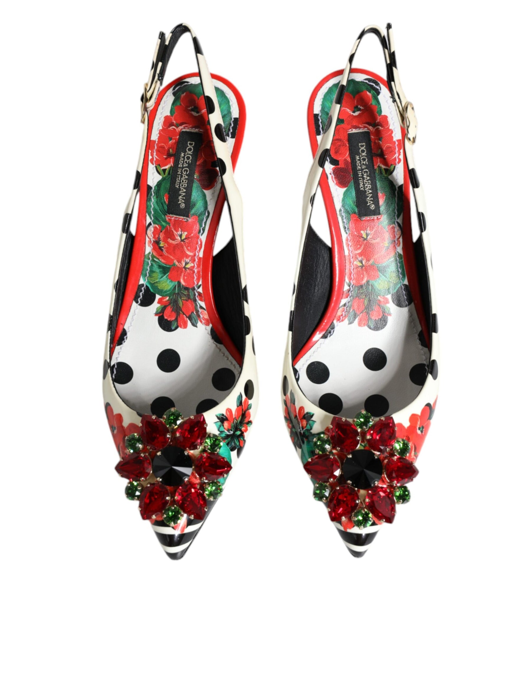 Dolce & Gabbana Multicolor Leather Crystal Heels Slingback Shoes | Regal Royce