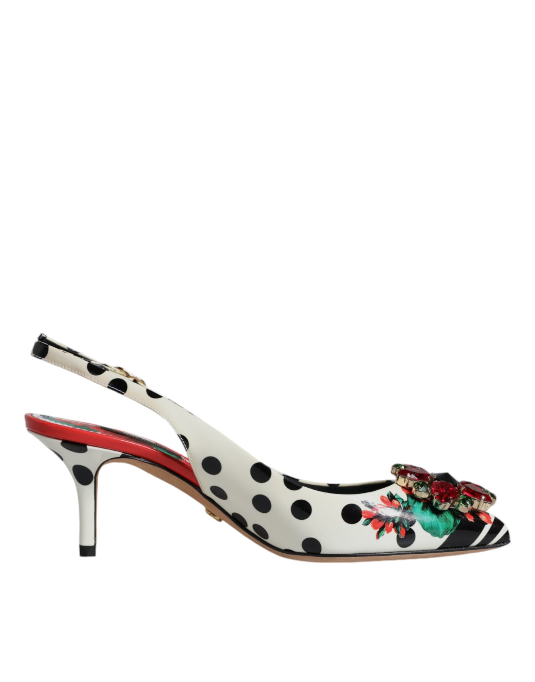 Dolce & Gabbana Multicolor Leather Crystal Heels Slingback Shoes | Regal Royce