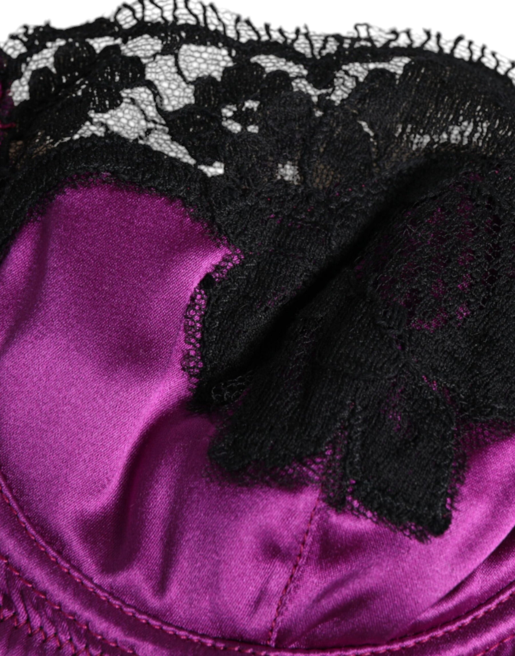 Dolce & Gabbana Purple Silk Underwired Balconette Bra Underwear | Regal Royce