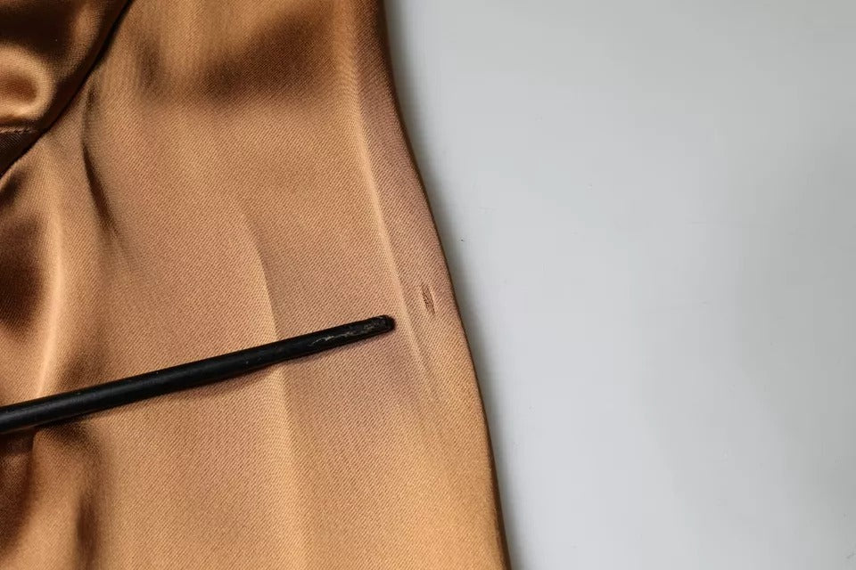 Emporio Armani Brown Satin Long Sleeves Wrap Sheath Mini Dress | Regal Royce