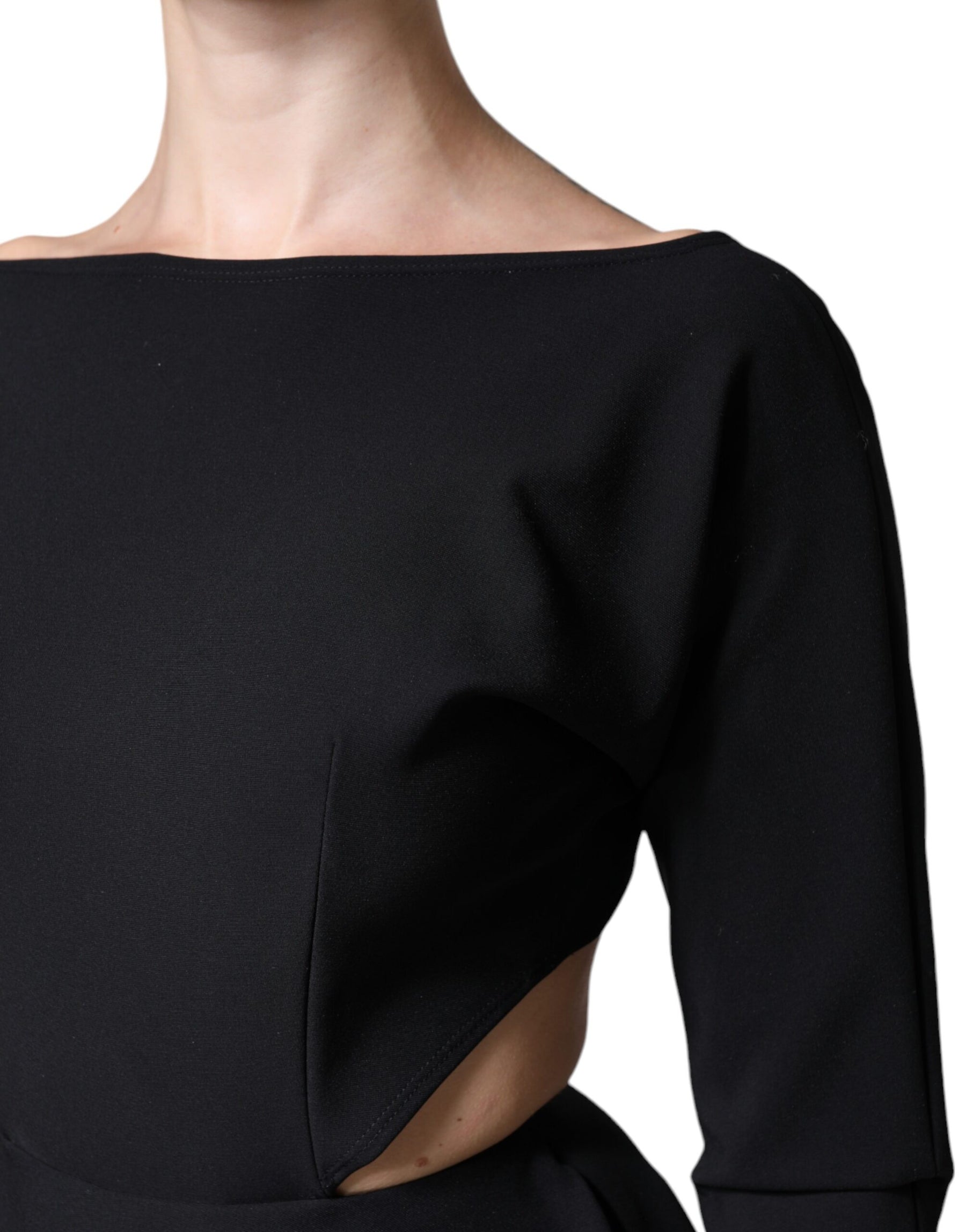 Dolce & Gabbana Black Viscose Cut Out A-line Long Sleeves Mini Dress | Regal Royce