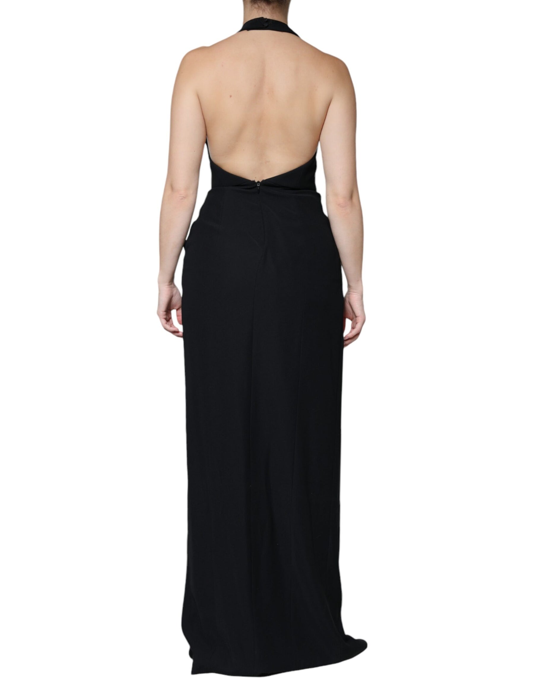 Emporio Armani Black Sleeveless Halter Sheath Long Gown Dress | Regal Royce