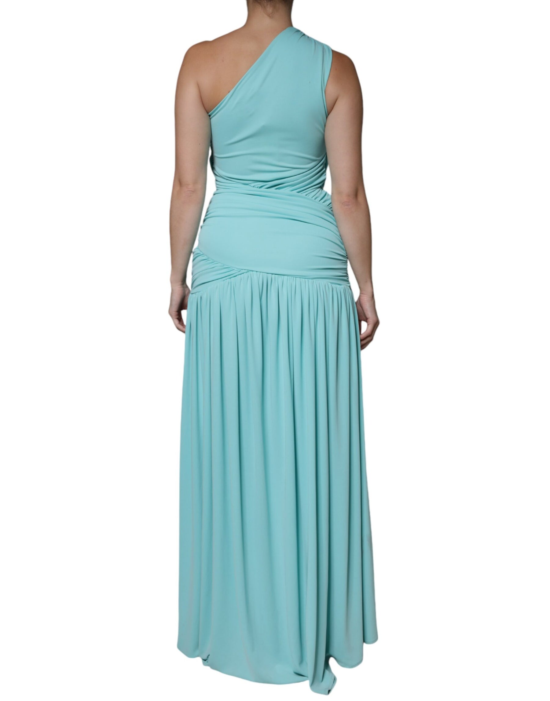 Christian Pellizzari Light Blue Jersey Long Drape One Shoulder Dress | Regal Royce