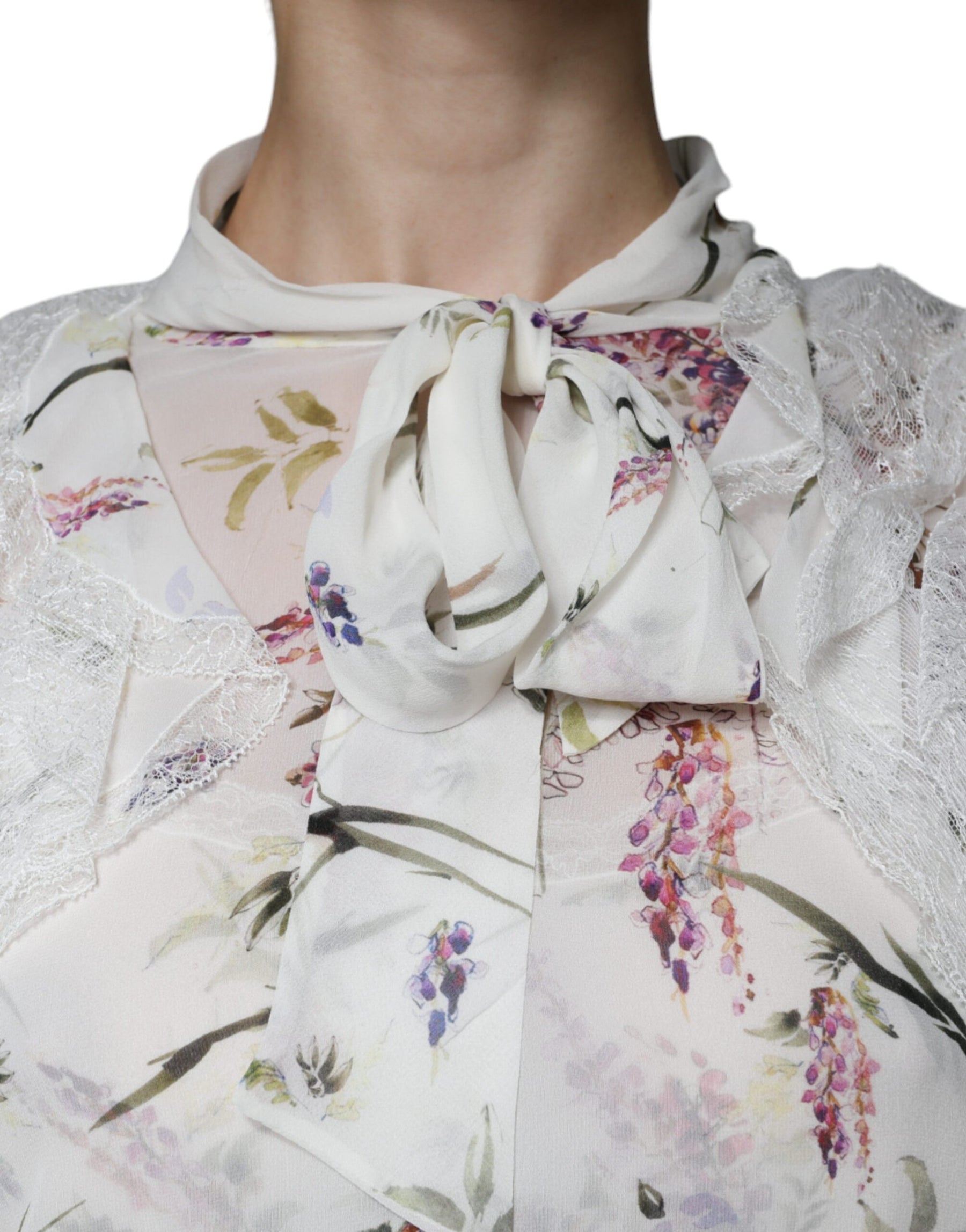 Ermanno Scervino White Floral Ruffles Lace Long Sleeves Maxi Dress | Regal Royce