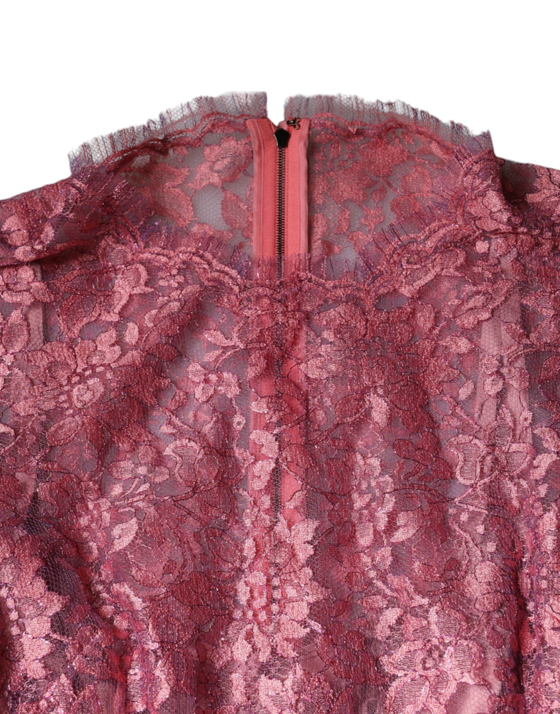 Dolce & Gabbana Fuchsia Floral Lace Long Sleeve Maxi Dress | Regal Royce