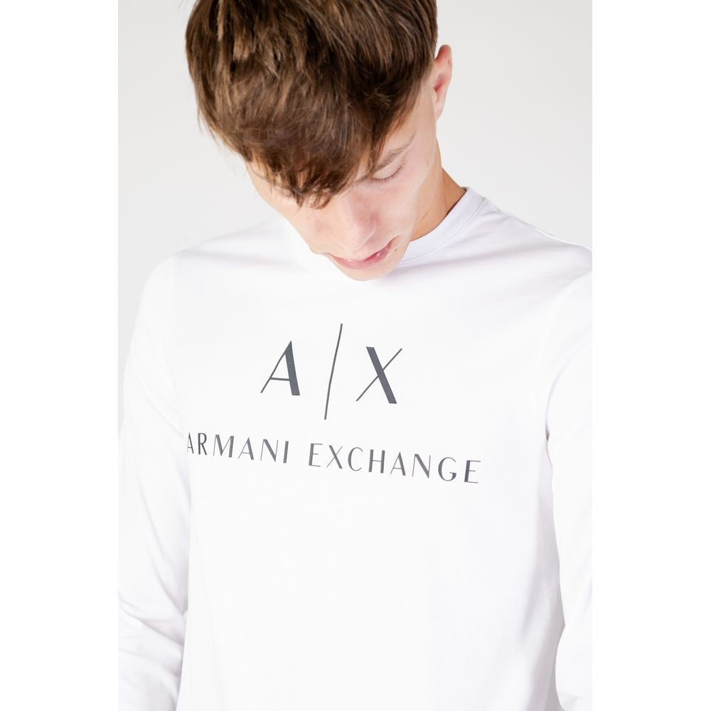 Armani Exchange White Cotton Long Sleeve T-Shirt | Regal Royce