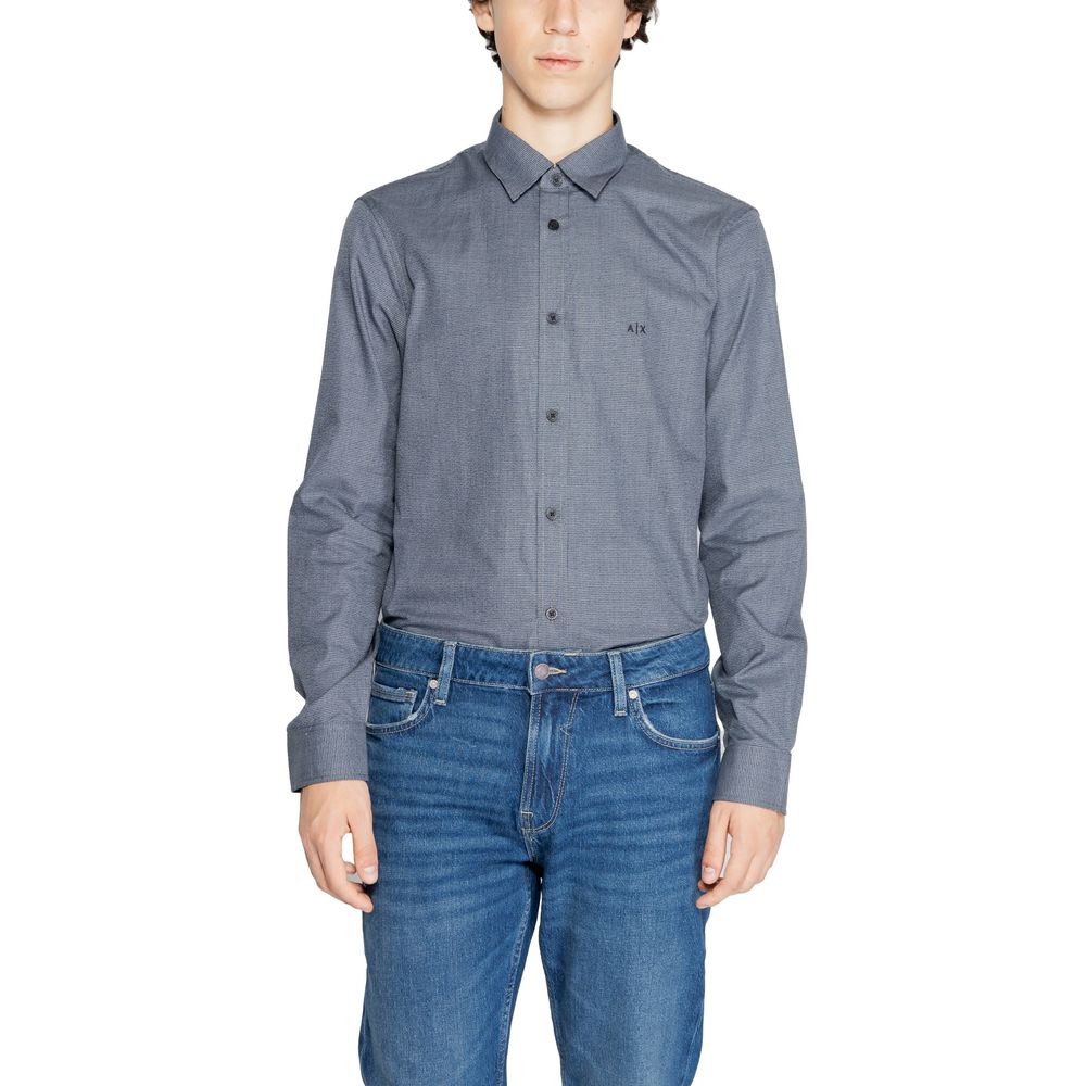 Armani Exchange Blue Cotton Dress Shirt | Regal Royce