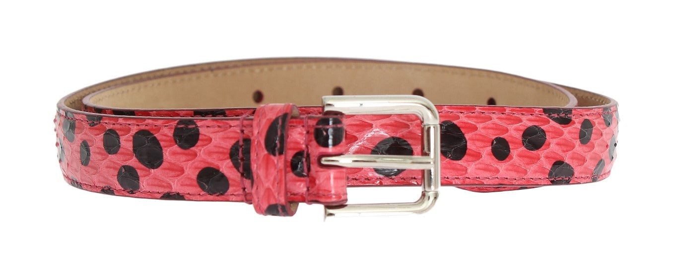 Dolce & Gabbana Pink Polka Snakeskin Silver Buckle Belt | Regal Royce