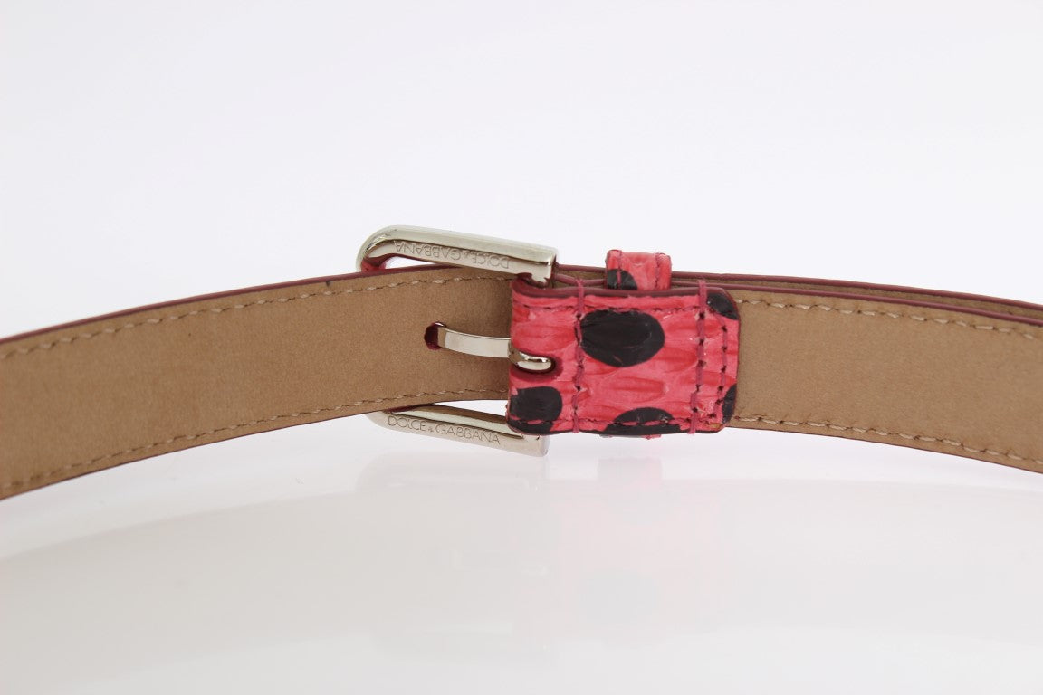 Dolce & Gabbana Pink Polka Snakeskin Silver Buckle Belt | Regal Royce